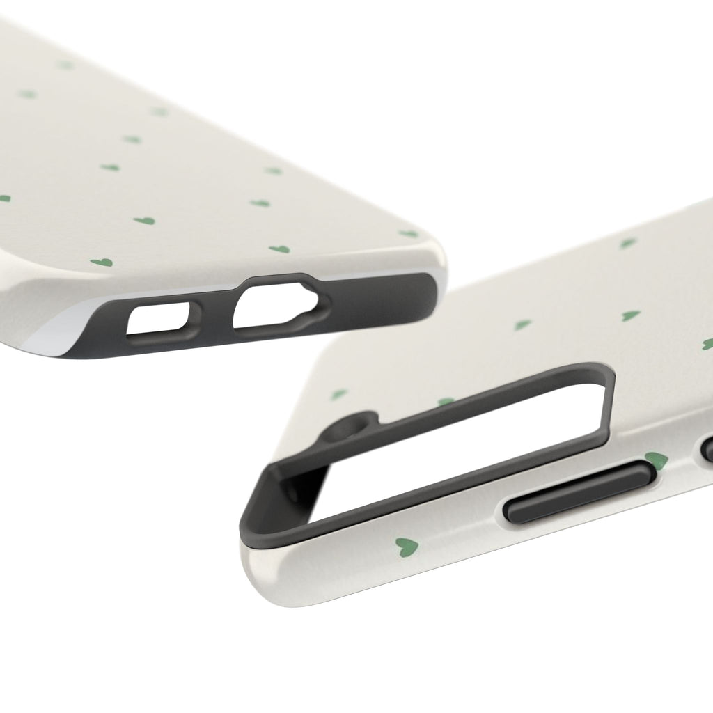 Minimal Green Heart Tough Phone Case — Protective Cute Patterned iPhone Case