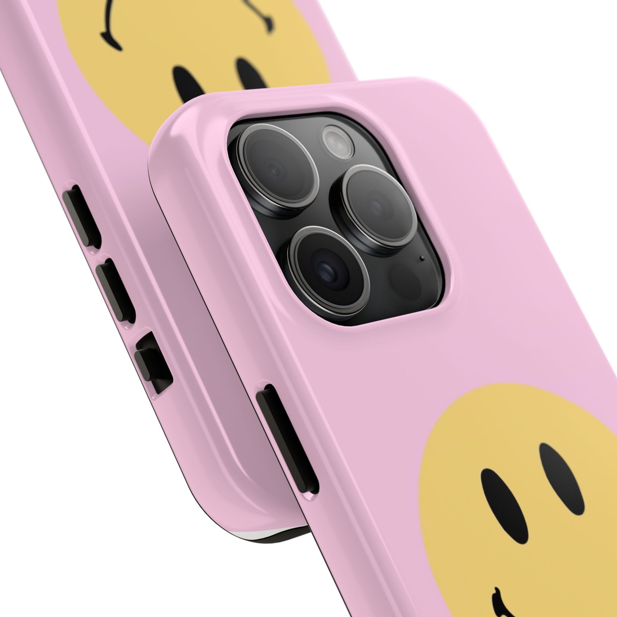 Smiley Pink Tough Phone Case — Cute Retro Happy Face Protective Cover