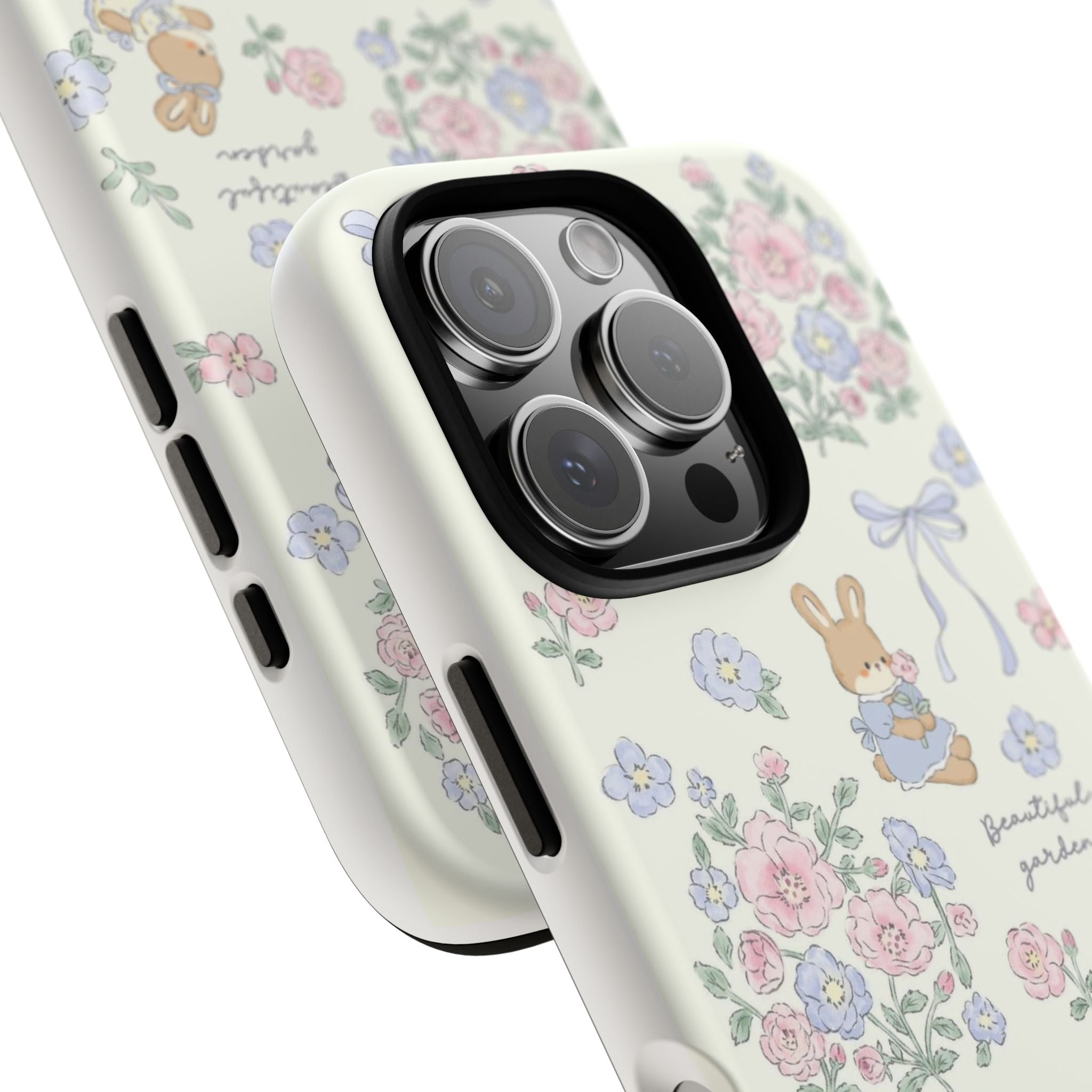 Floral Bunny Phone Case — "Beautiful Garden" Protective iPhone Cover