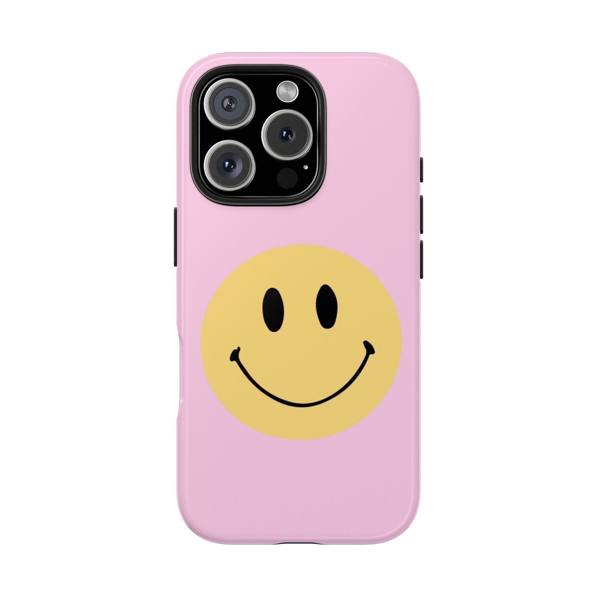 Smiley Pink Tough Phone Case — Cute Retro Happy Face Protective Cover