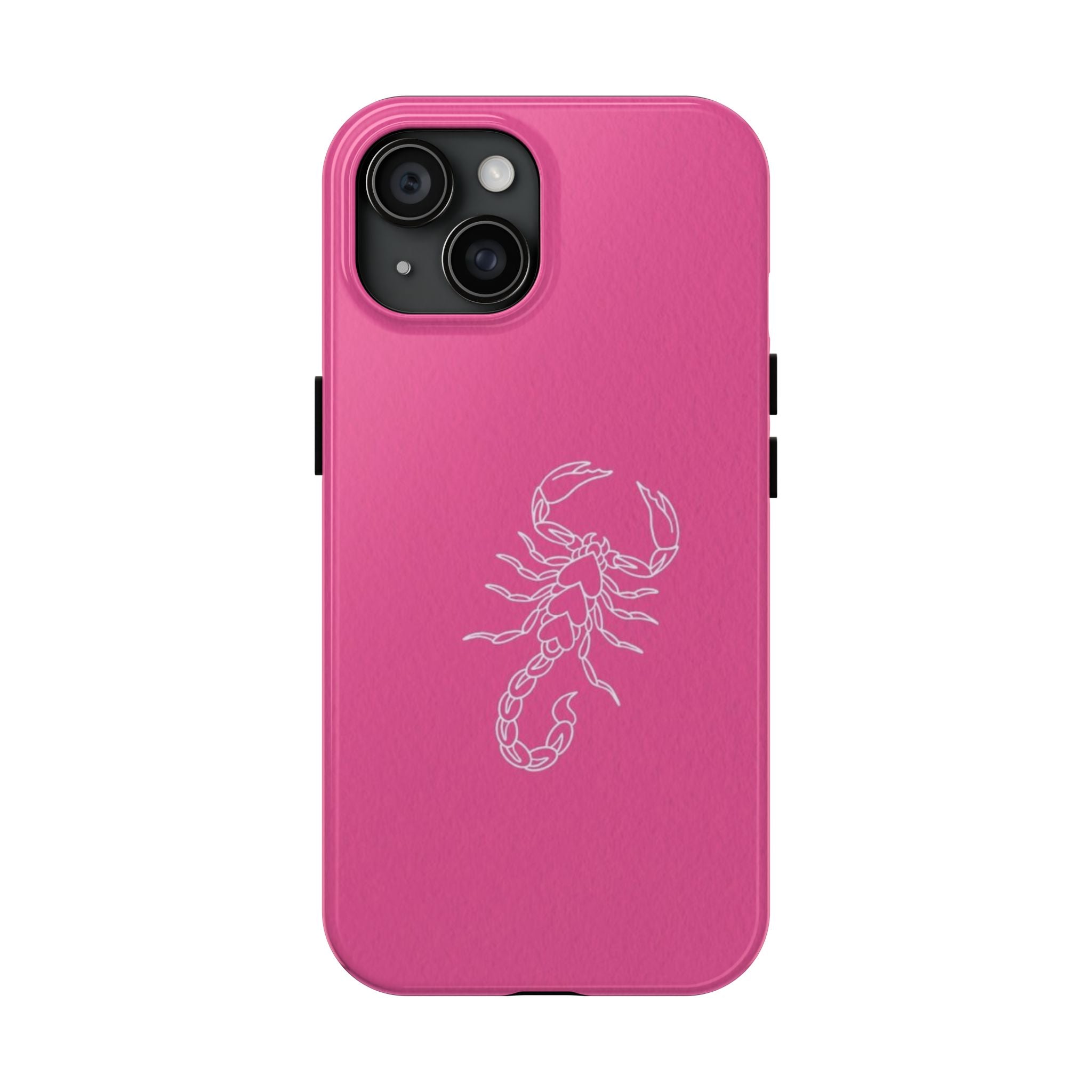 Pink Scorpion Tough Phone Case — Protective iPhone Case with White Scorpion Design