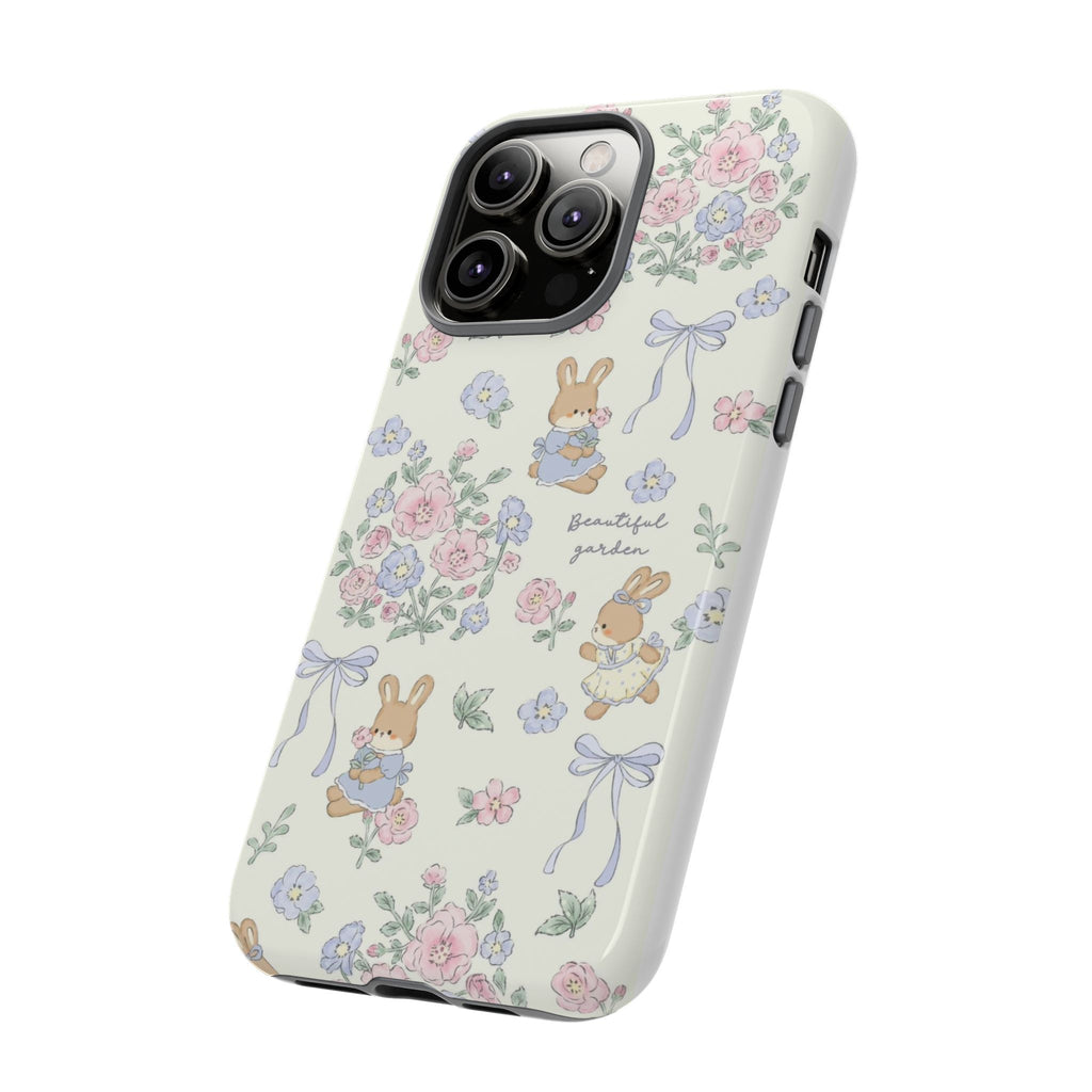 Floral Bunny Phone Case — "Beautiful Garden" Protective iPhone Cover