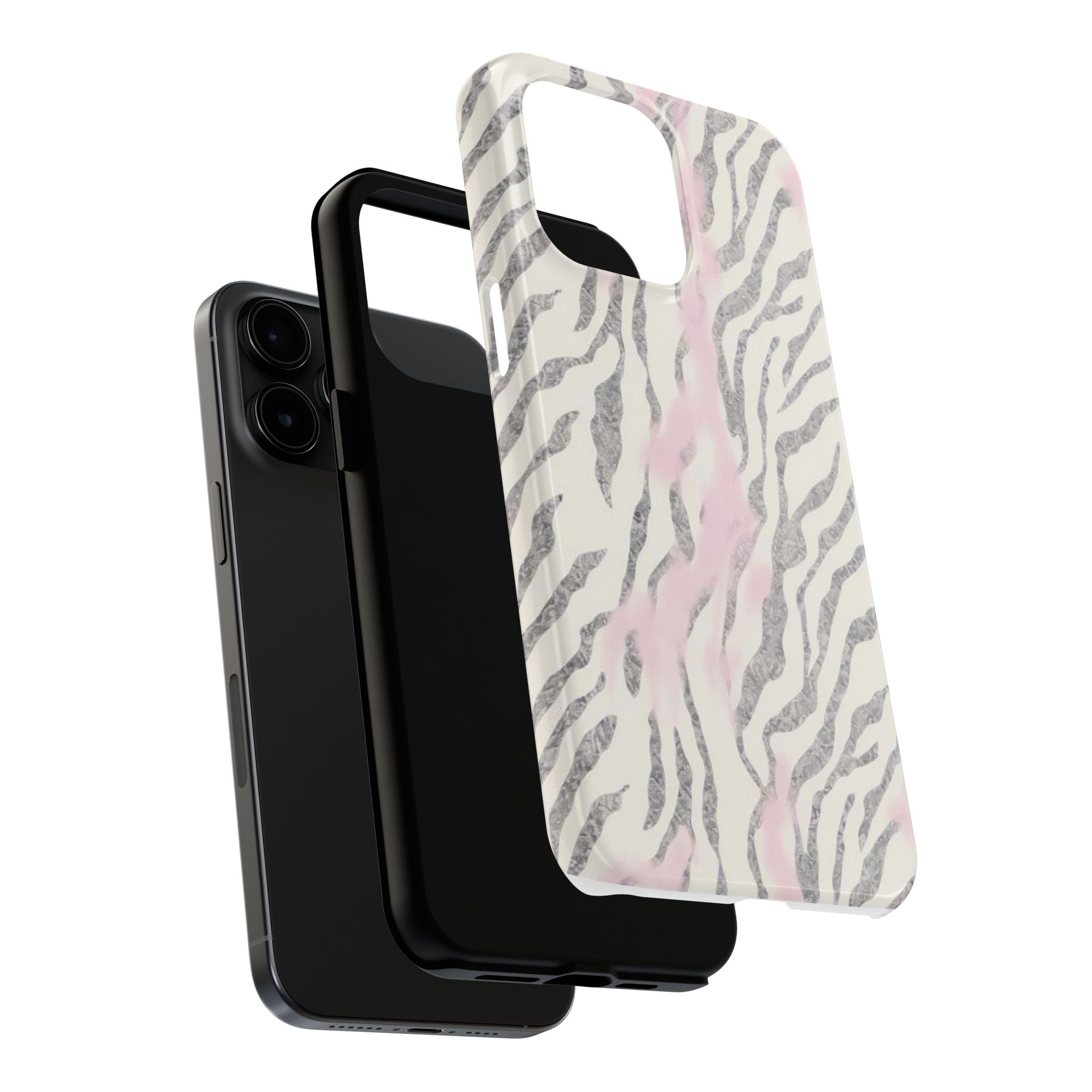 Zebra Blush Tough Phone Case — Pink Marble Animal Print Protective Cover