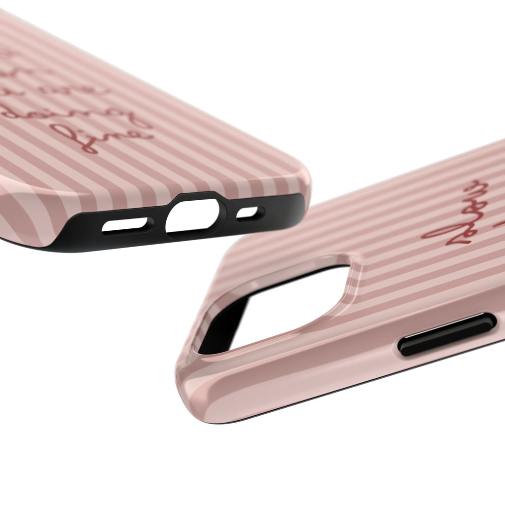 Phone Case — "Slow Down You Are Doing Fine" Pink Striped Protective Cover