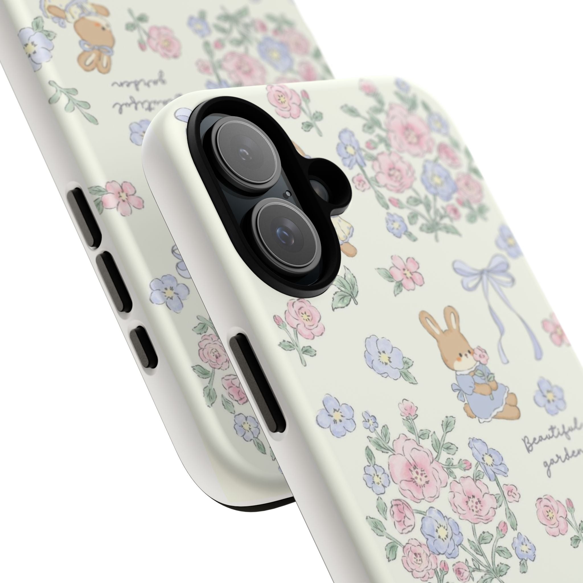 Floral Bunny Phone Case — "Beautiful Garden" Protective iPhone Cover