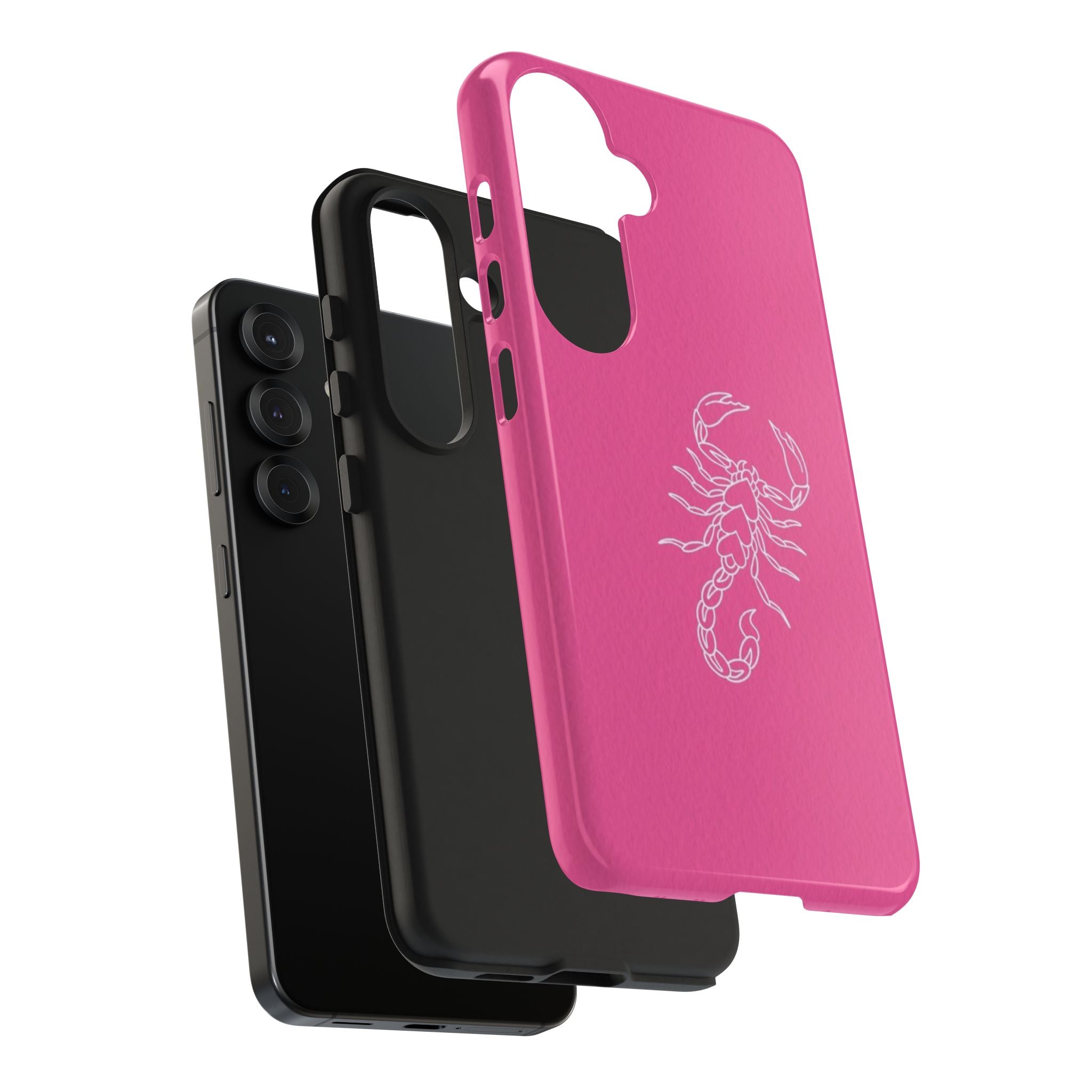 Pink Scorpion Tough Phone Case — Protective iPhone Case with White Scorpion Design