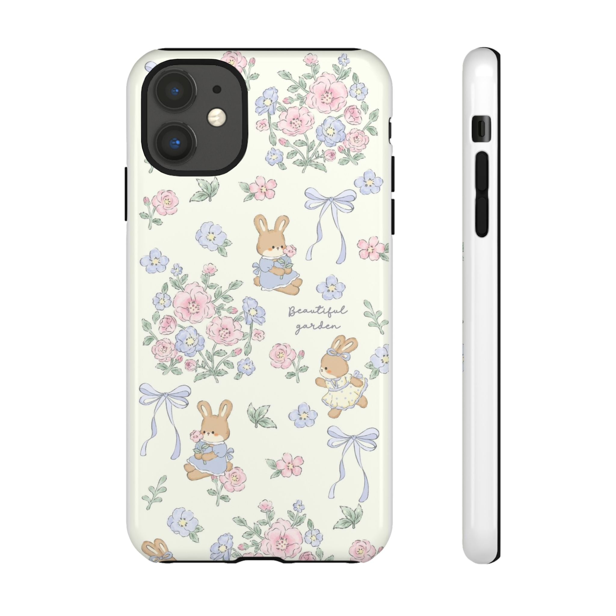 Floral Bunny Phone Case — "Beautiful Garden" Protective iPhone Cover