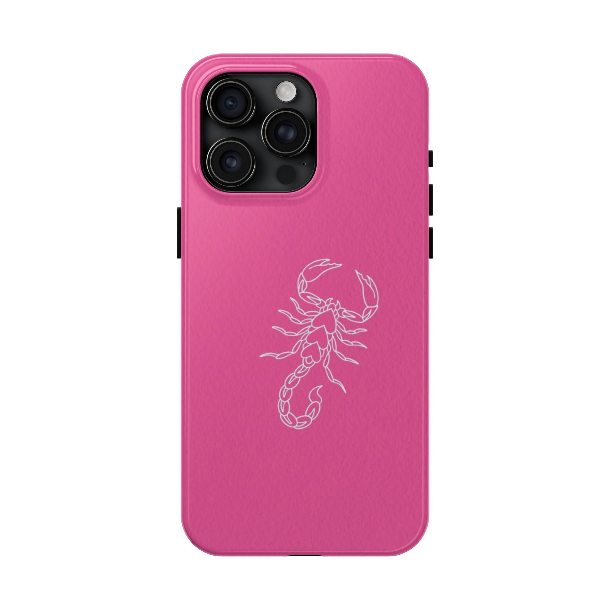 Pink Scorpion Tough Phone Case — Protective iPhone Case with White Scorpion Design