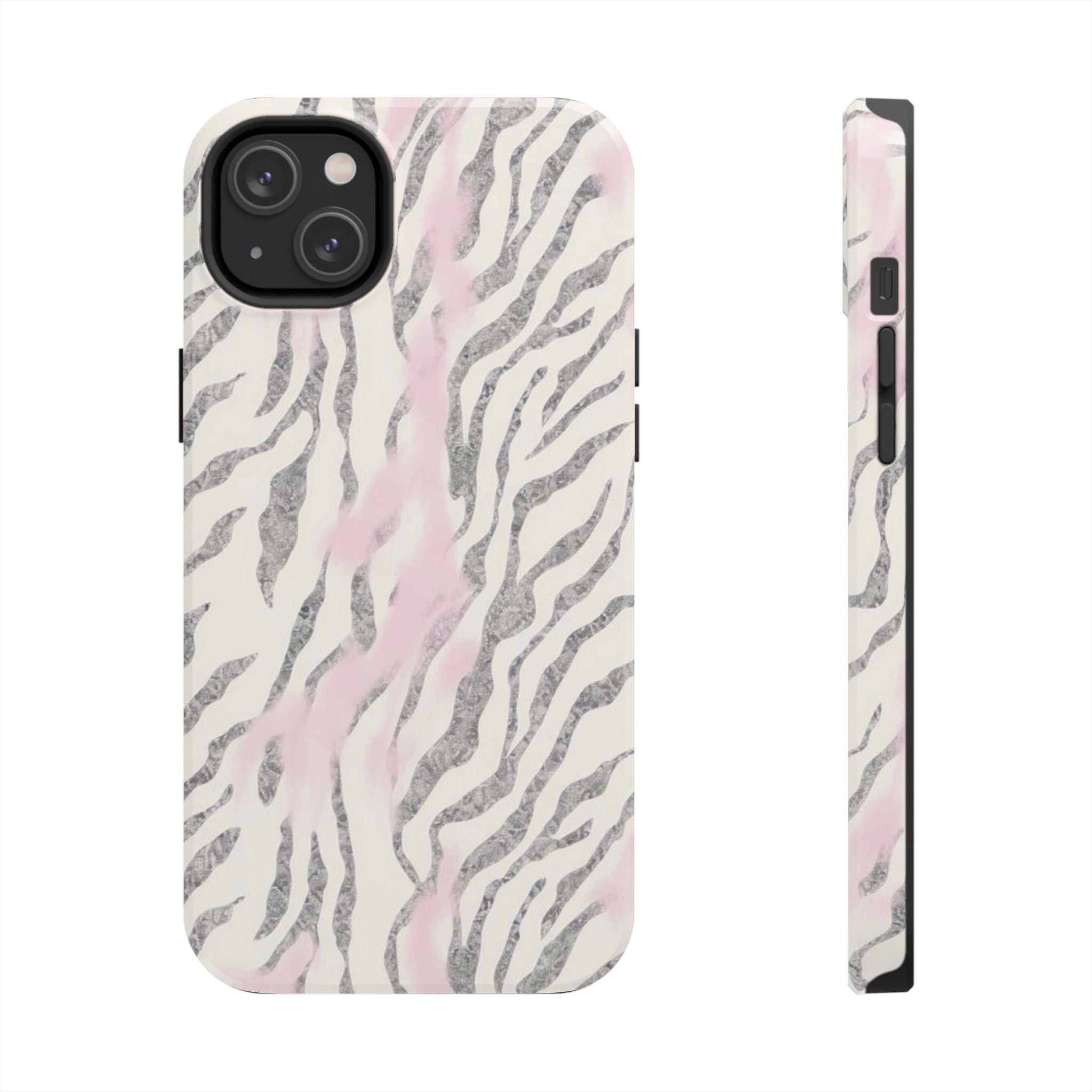Zebra Blush Tough Phone Case — Pink Marble Animal Print Protective Cover
