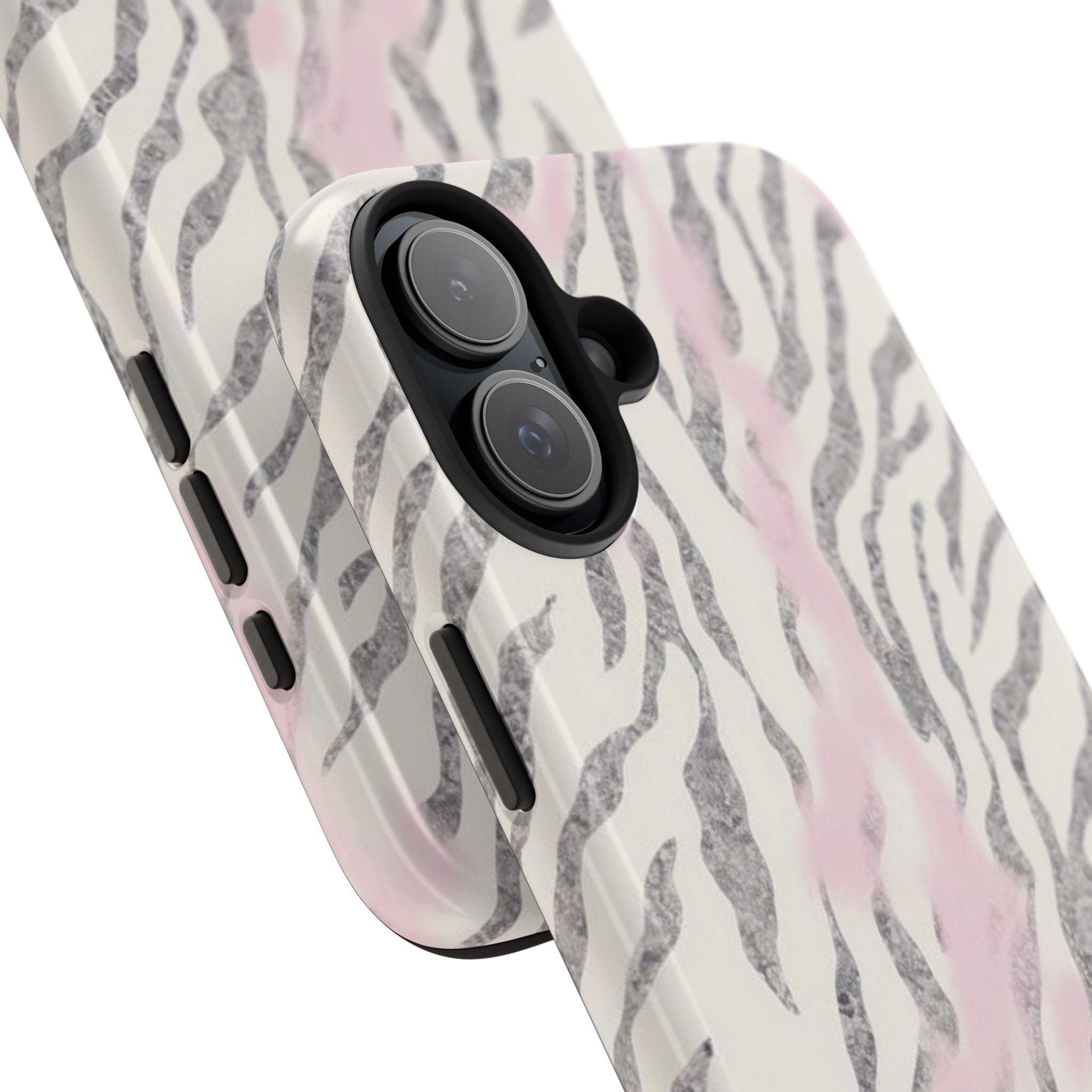 Zebra Blush Tough Phone Case — Pink Marble Animal Print Protective Cover