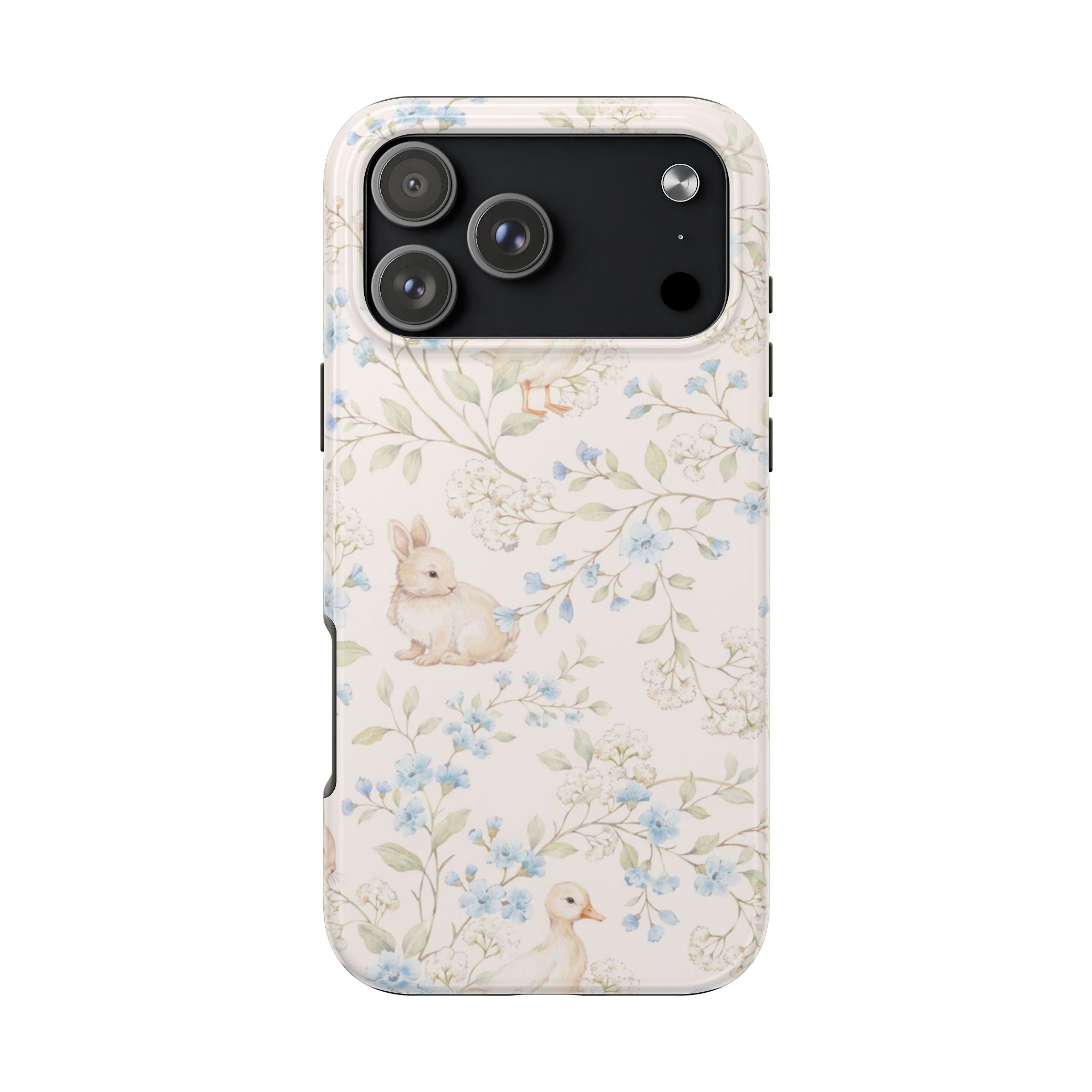 Floral Bunny Tough Phone Case — Pastel Spring Rabbit Protective Cover