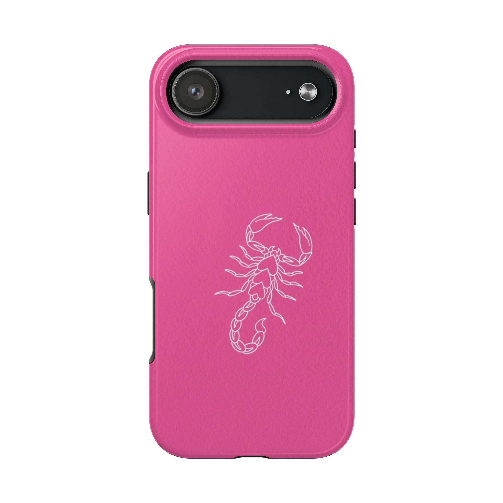 Pink Scorpion Tough Phone Case — Protective iPhone Case with White Scorpion Design