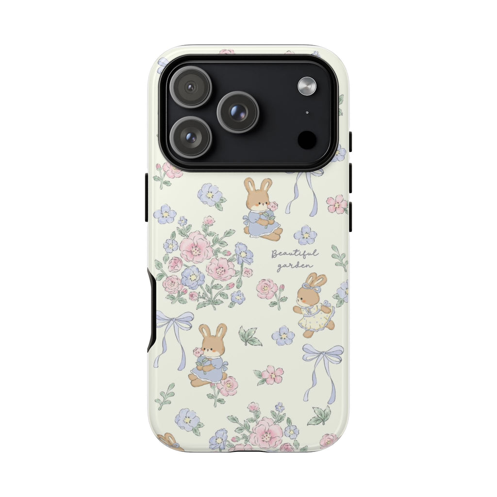 Floral Bunny Phone Case — "Beautiful Garden" Protective iPhone Cover
