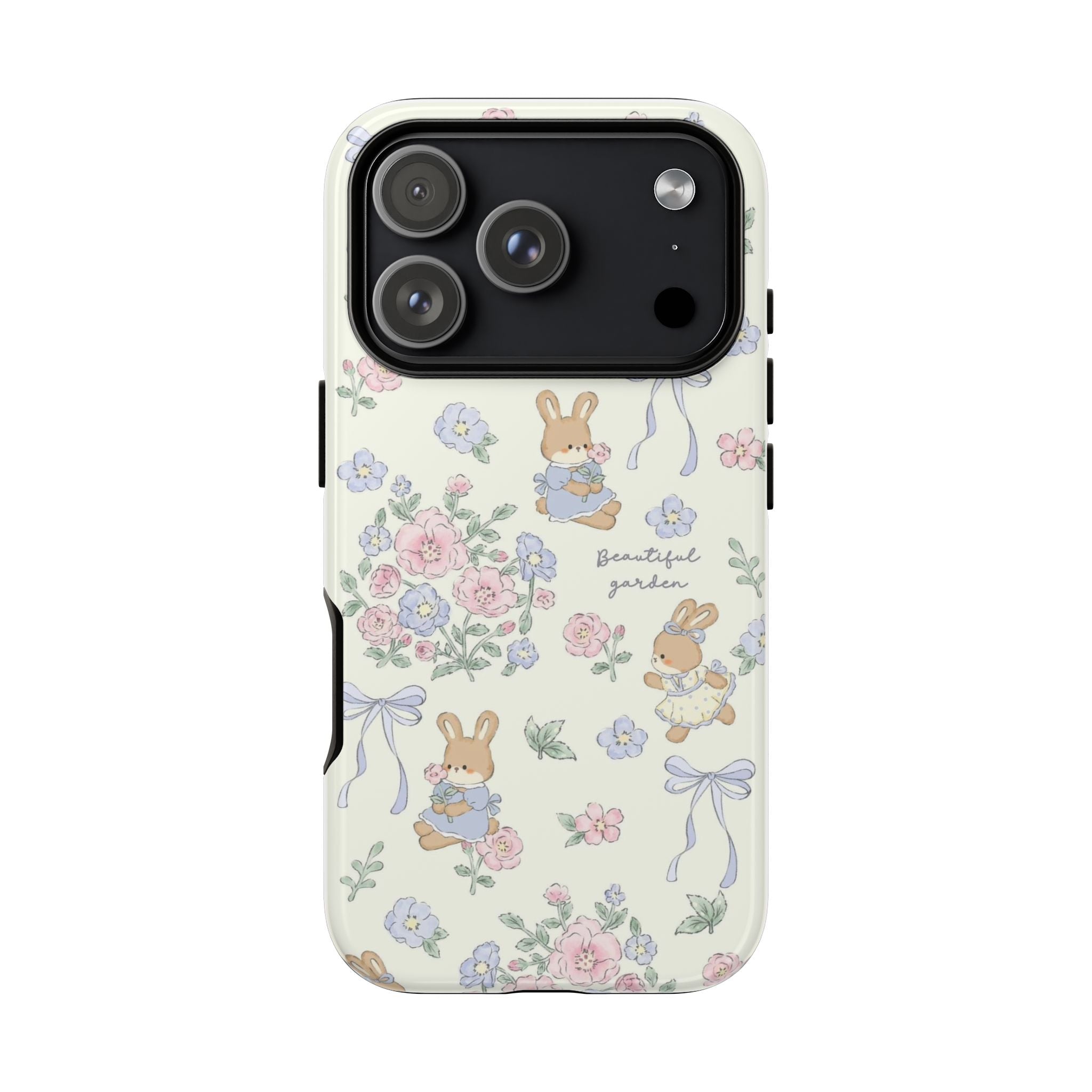 Floral Bunny Phone Case — "Beautiful Garden" Protective iPhone Cover