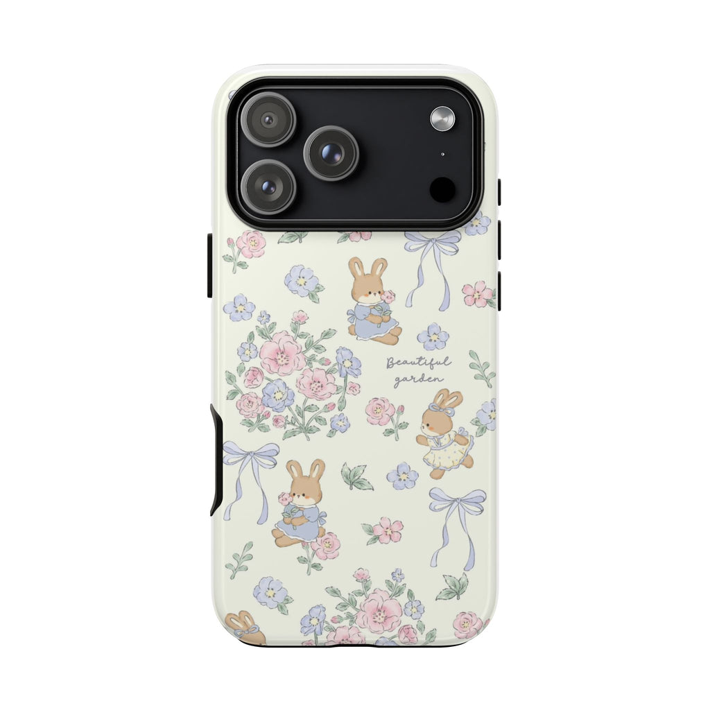Floral Bunny Phone Case — "Beautiful Garden" Protective iPhone Cover