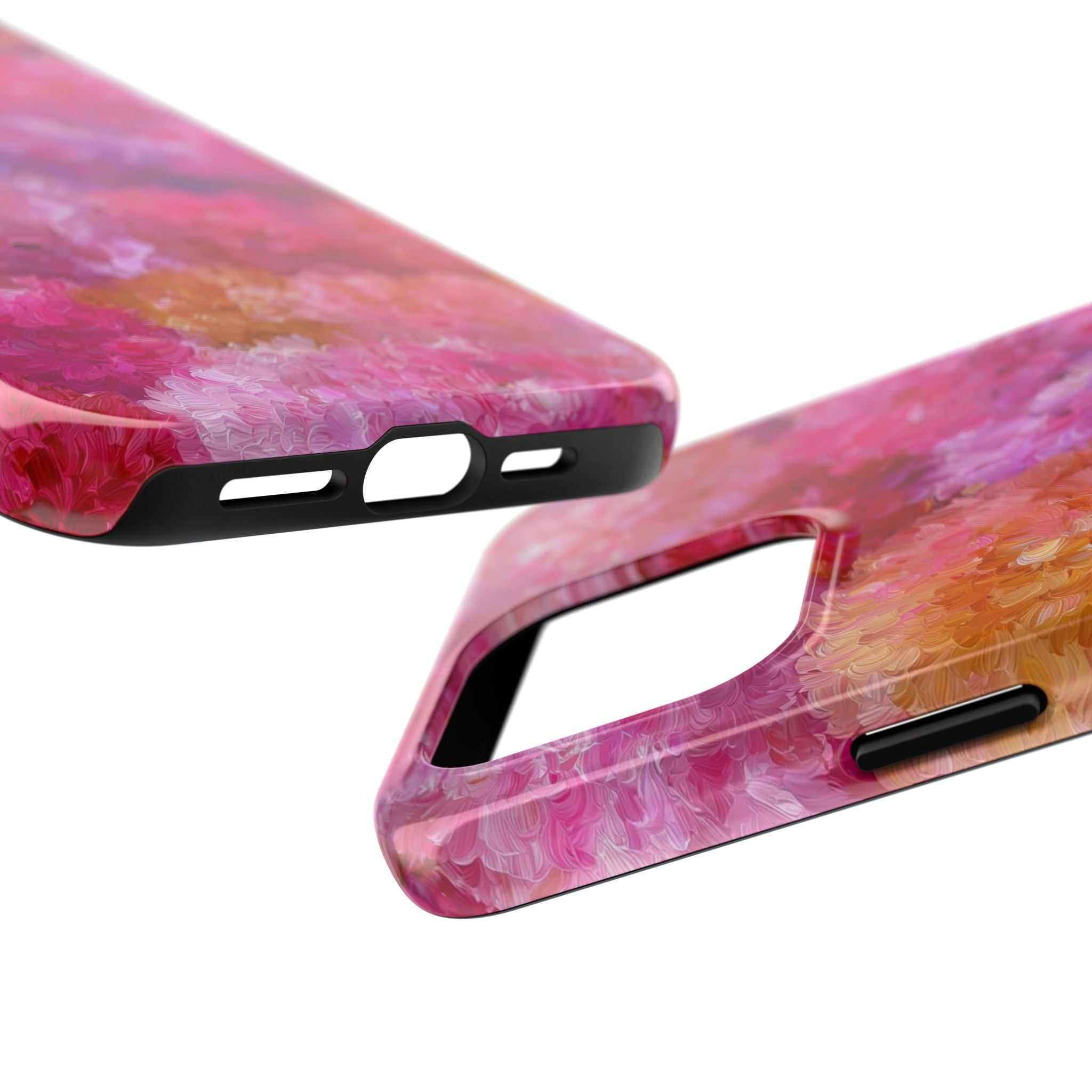 Floral Burst Tough Phone Case — Pink Watercolor Peony Protective Cover