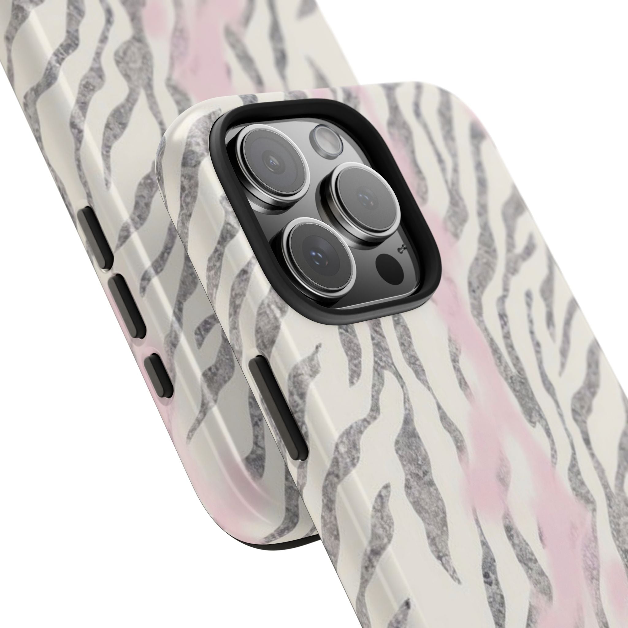 Zebra Blush Tough Phone Case — Pink Marble Animal Print Protective Cover