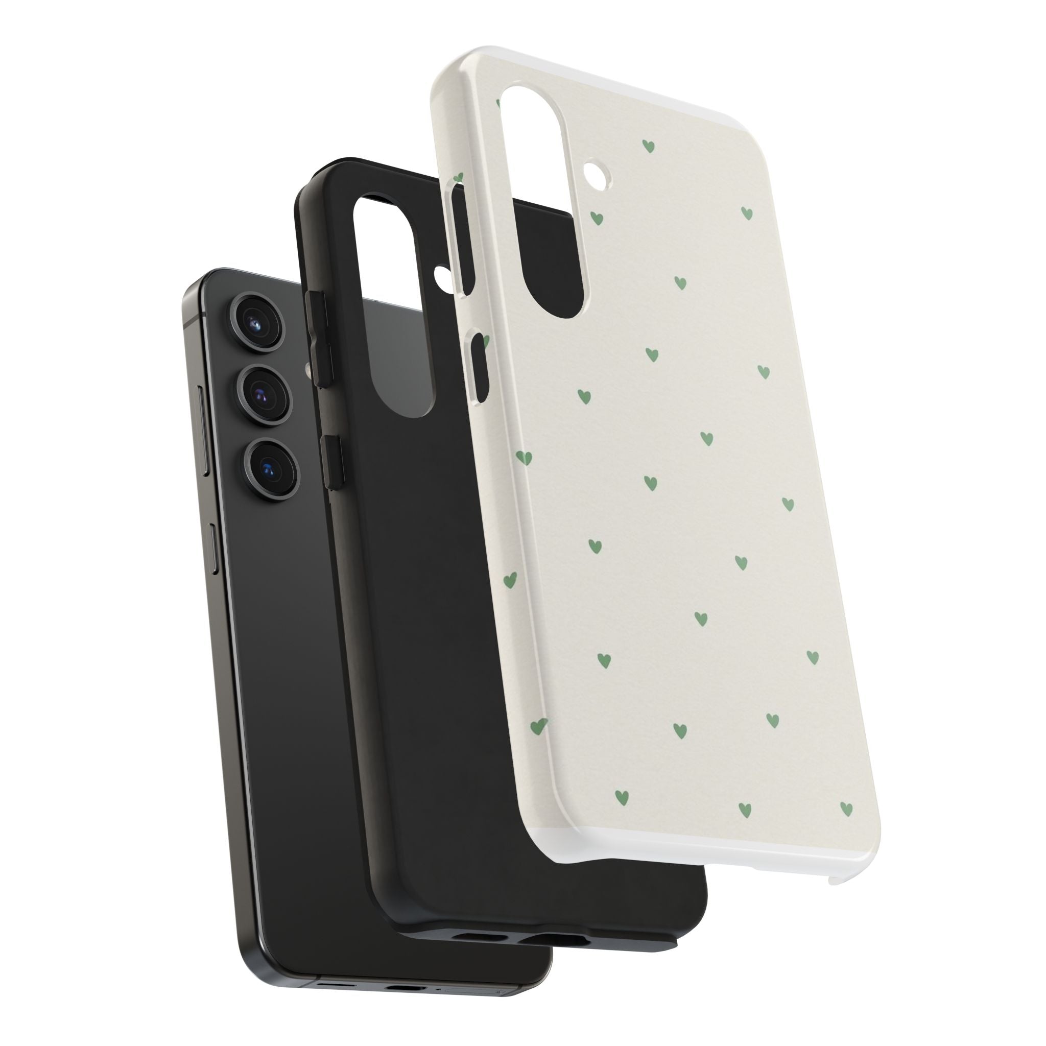 Minimal Green Heart Tough Phone Case — Protective Cute Patterned iPhone Case