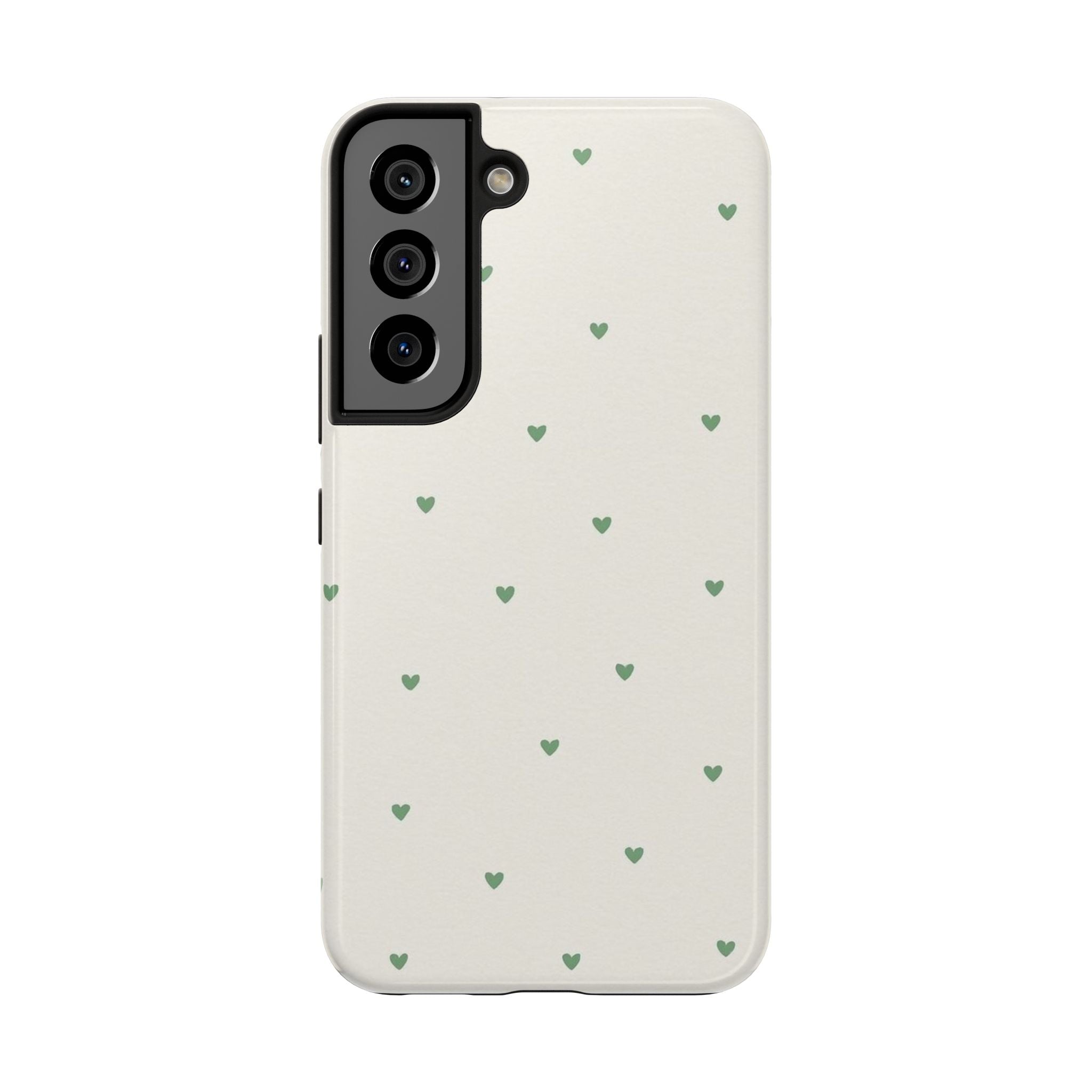 Minimal Green Heart Tough Phone Case — Protective Cute Patterned iPhone Case
