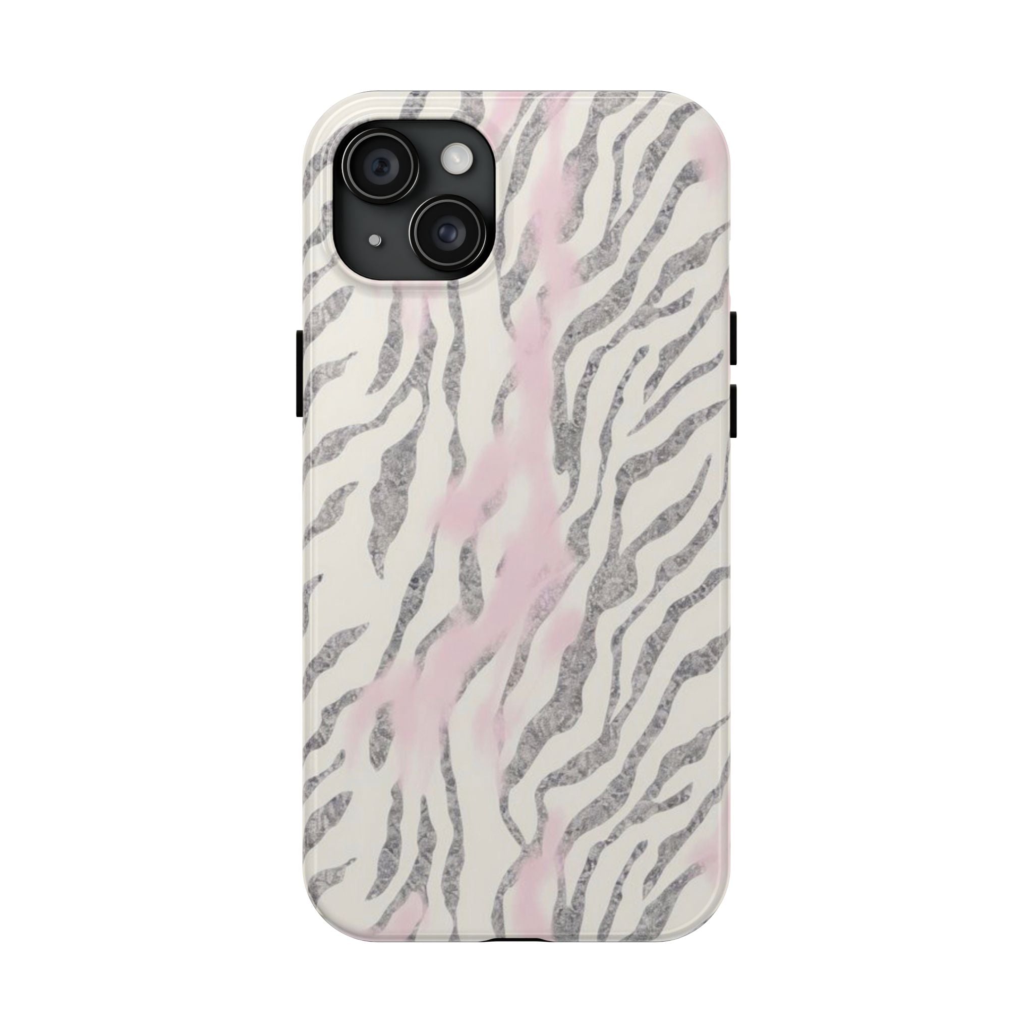 Zebra Blush Tough Phone Case — Pink Marble Animal Print Protective Cover