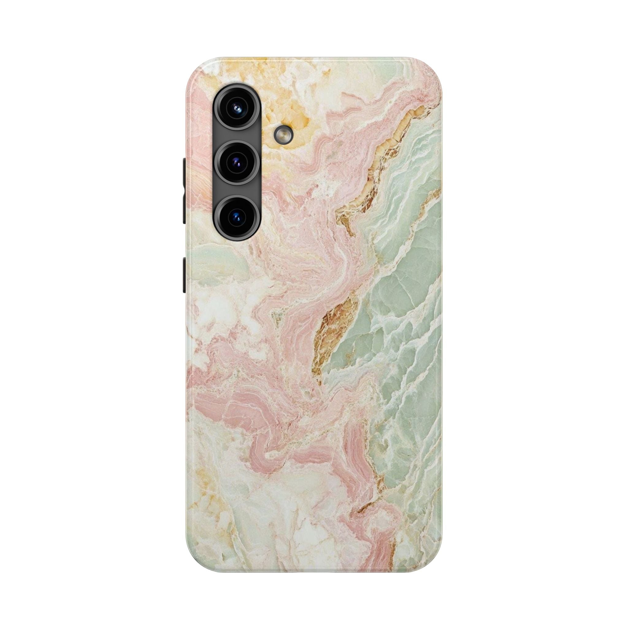Pastel Marble Tough Phone Case – Protective iPhone Cover with Pink & Mint Swirl