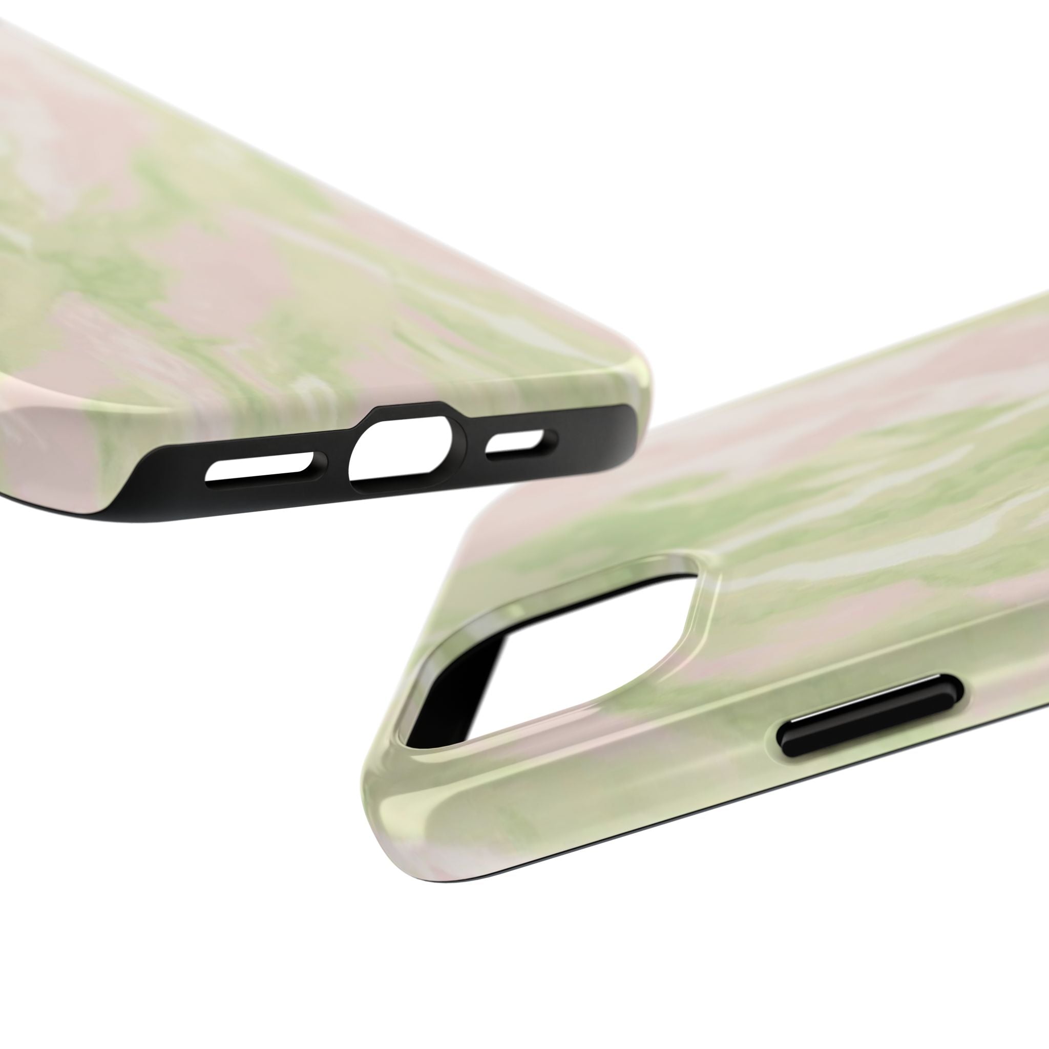 Pastel Marble Tough Phone Case — Pink & Sage Protective Phone Cover