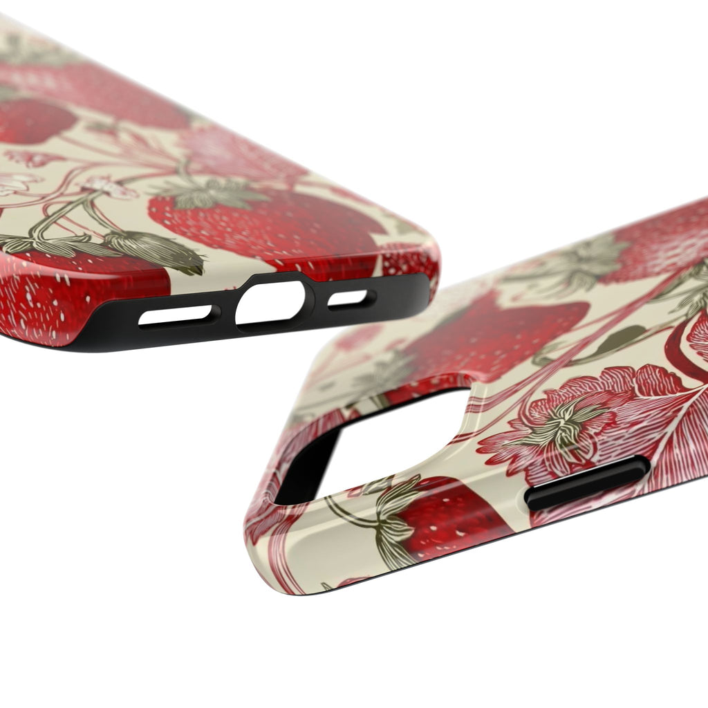 Strawberry Vintage Tough Phone Case — Protective Floral iPhone Cover