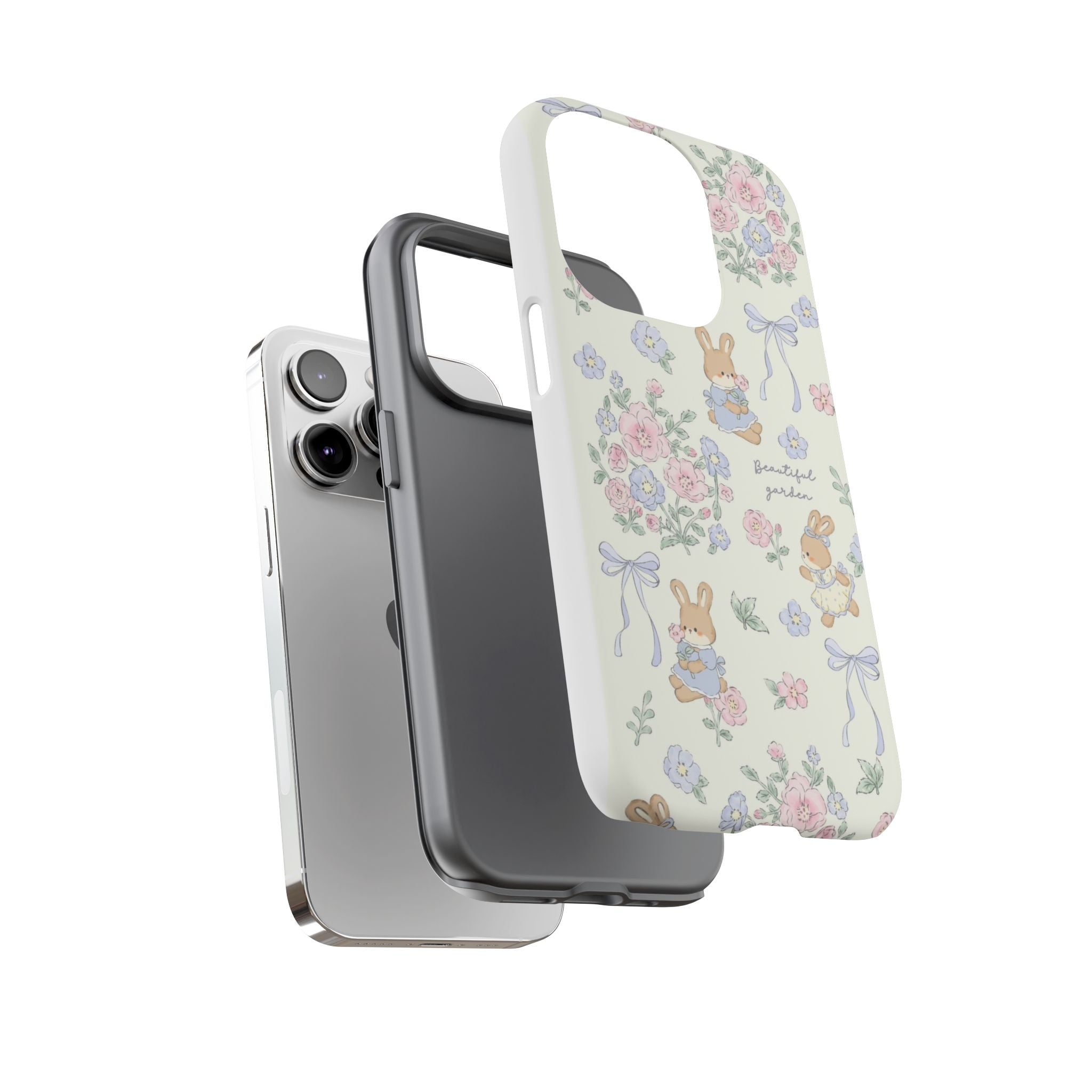 Floral Bunny Phone Case — "Beautiful Garden" Protective iPhone Cover