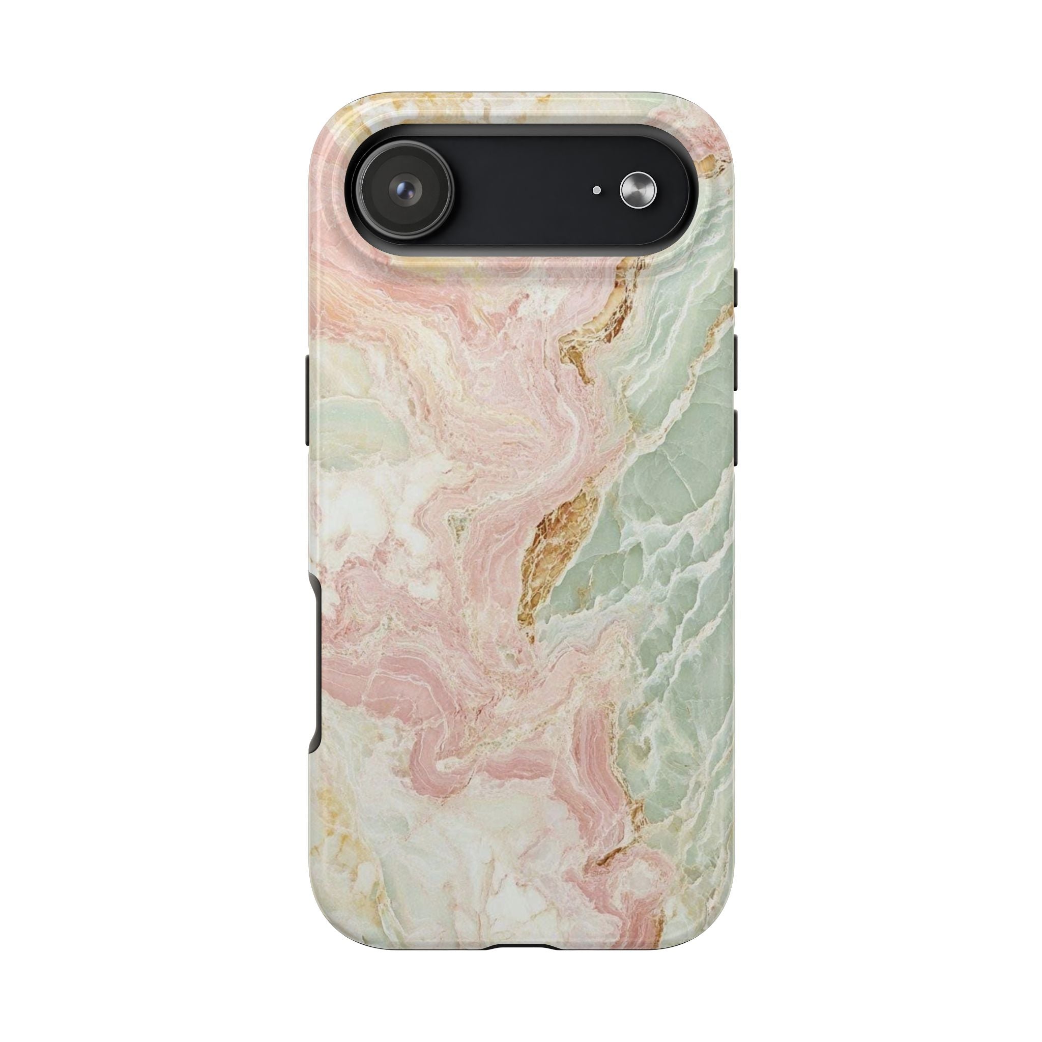 Pastel Marble Tough Phone Case – Protective iPhone Cover with Pink & Mint Swirl