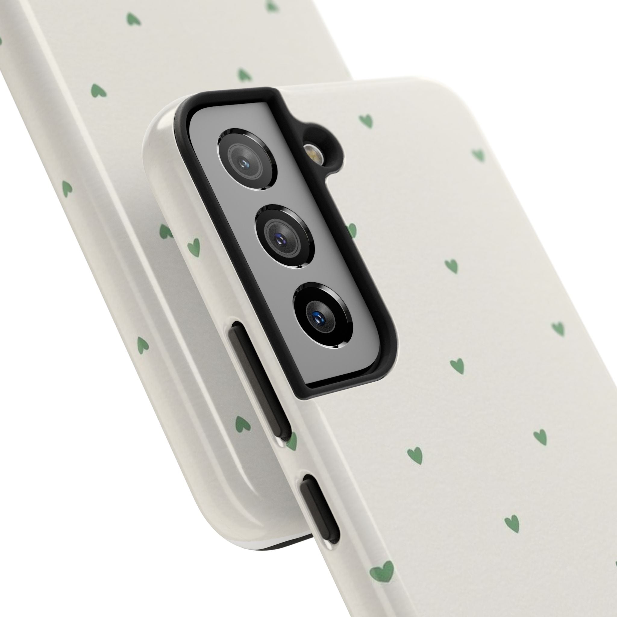 Minimal Green Heart Tough Phone Case — Protective Cute Patterned iPhone Case