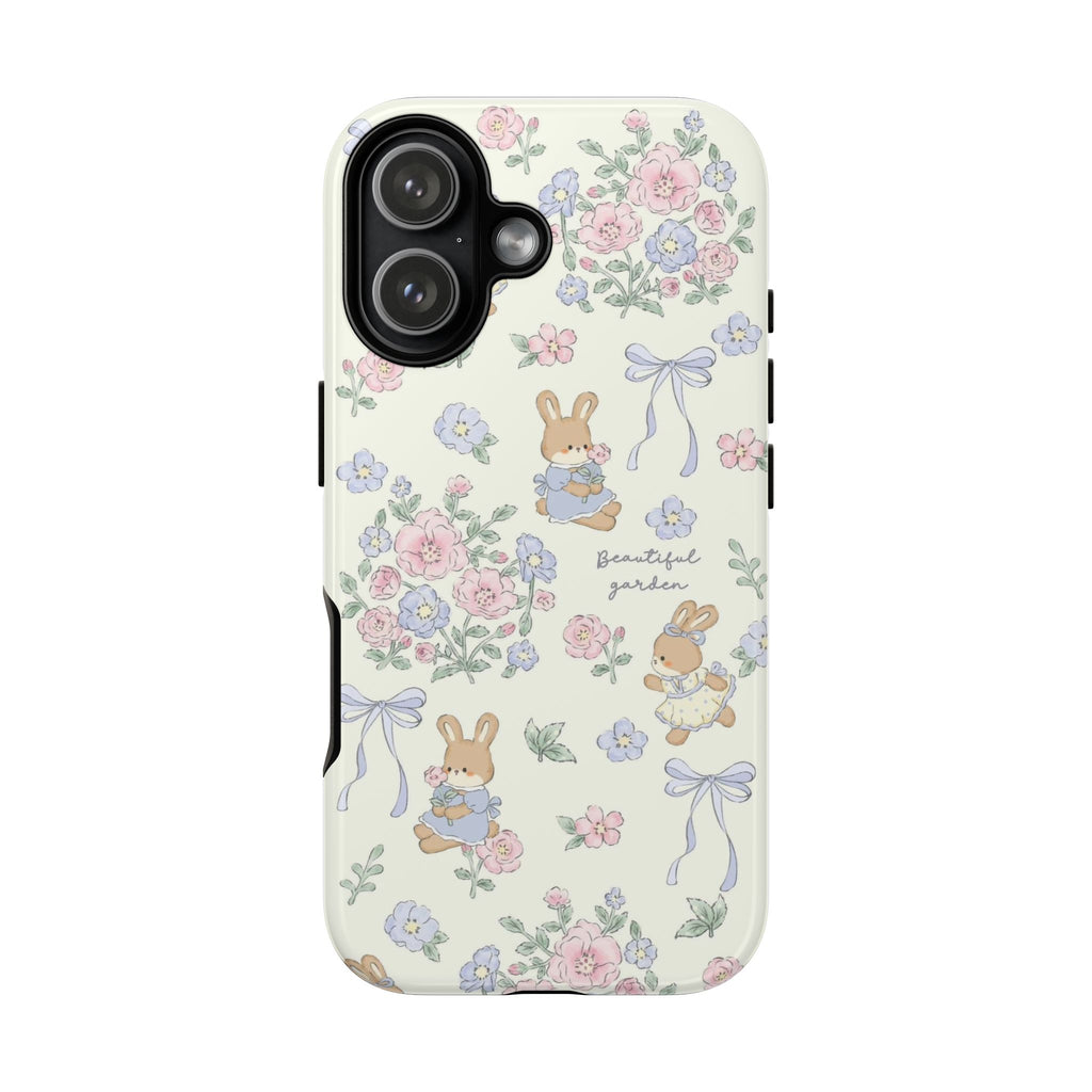 Floral Bunny Phone Case — "Beautiful Garden" Protective iPhone Cover