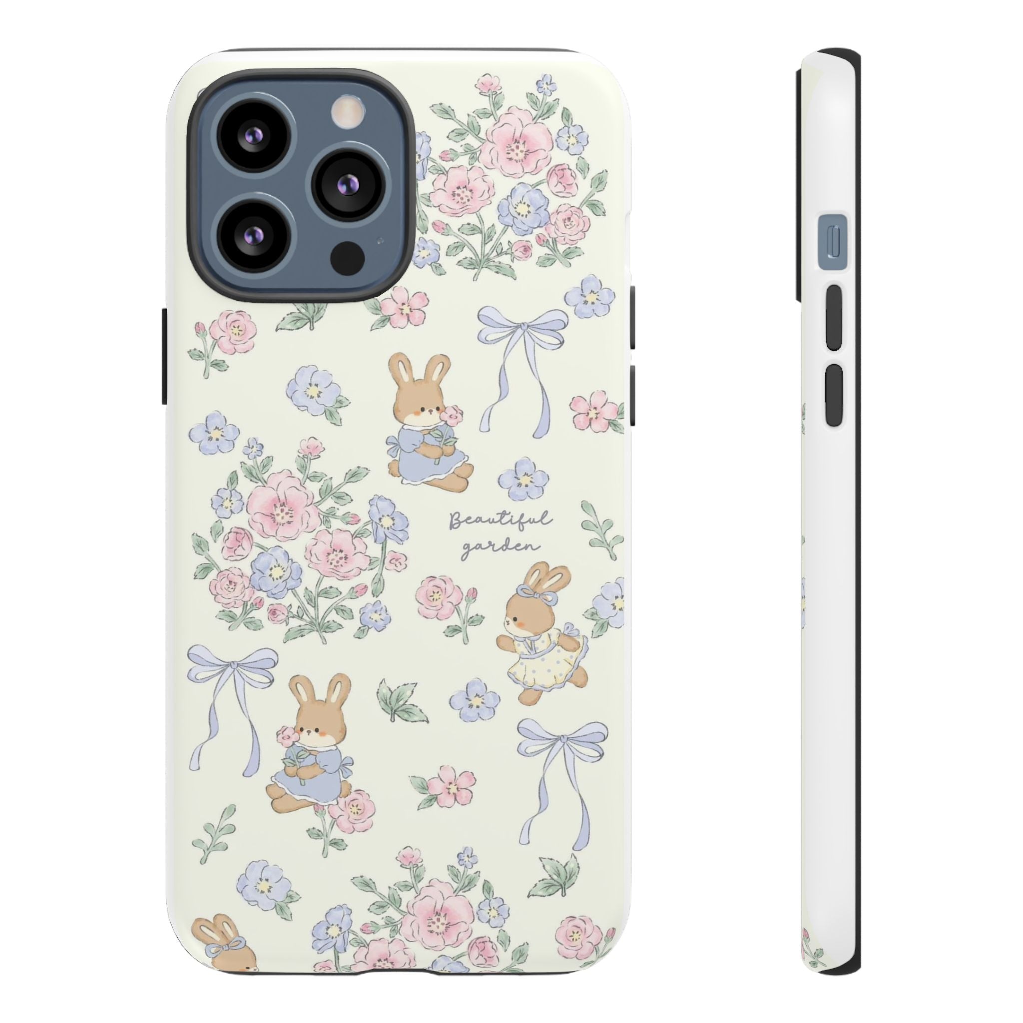 Floral Bunny Phone Case — "Beautiful Garden" Protective iPhone Cover