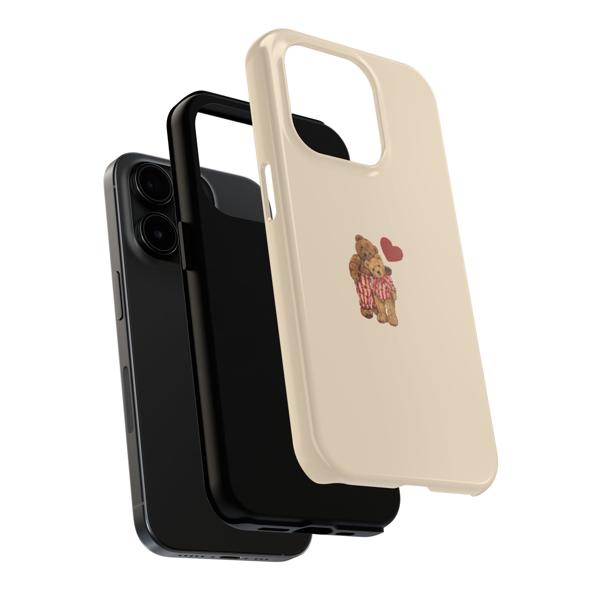 Tough Phone Case — Cute Teddy Bear with Heart Protective Cover