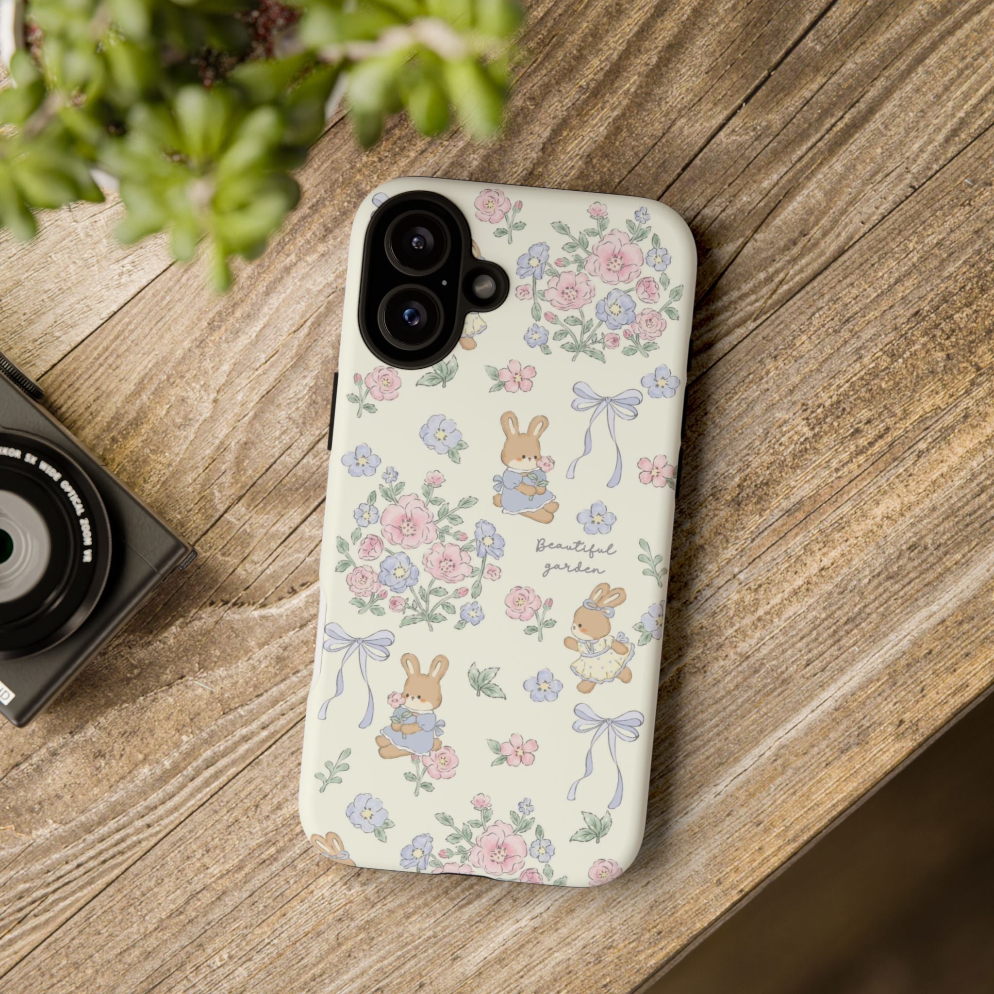 Floral Bunny Phone Case — "Beautiful Garden" Protective iPhone Cover