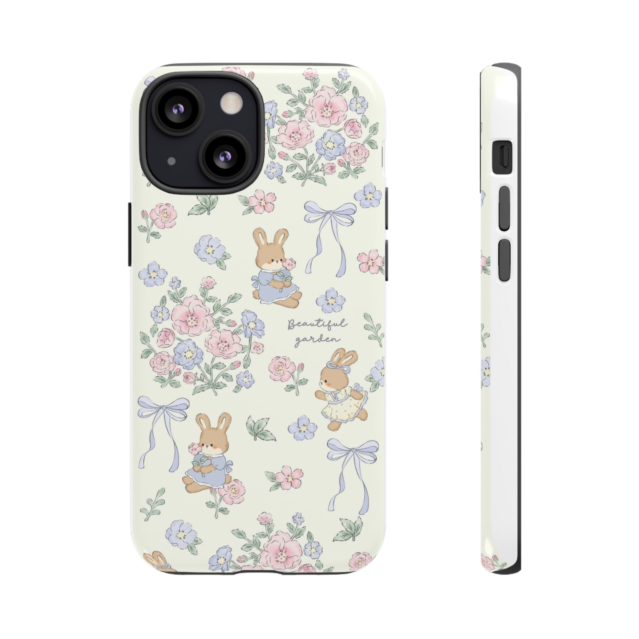 Floral Bunny Phone Case — "Beautiful Garden" Protective iPhone Cover