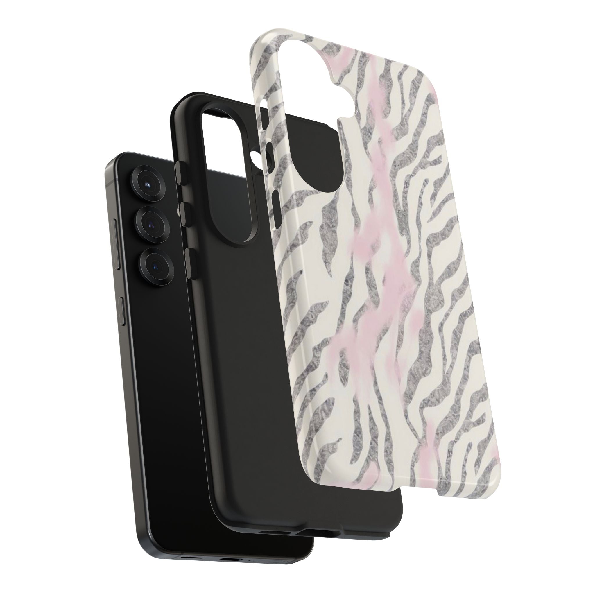 Zebra Blush Tough Phone Case — Pink Marble Animal Print Protective Cover