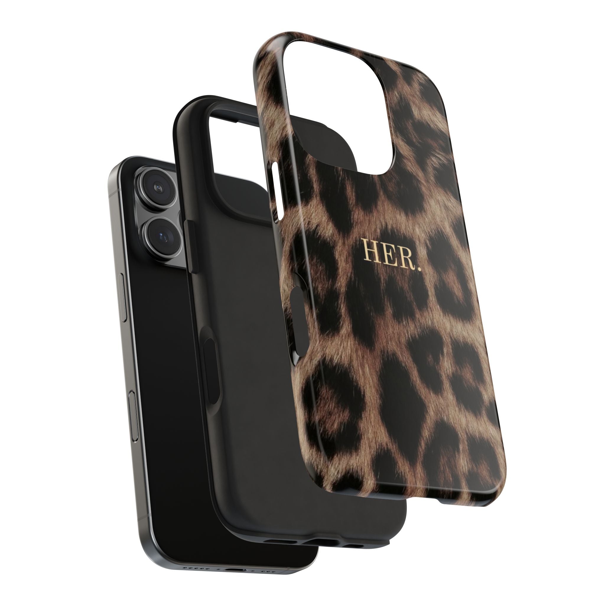 Leopard Print 'HER.' Tough Phone Case — Stylish Protective iPhone Cover