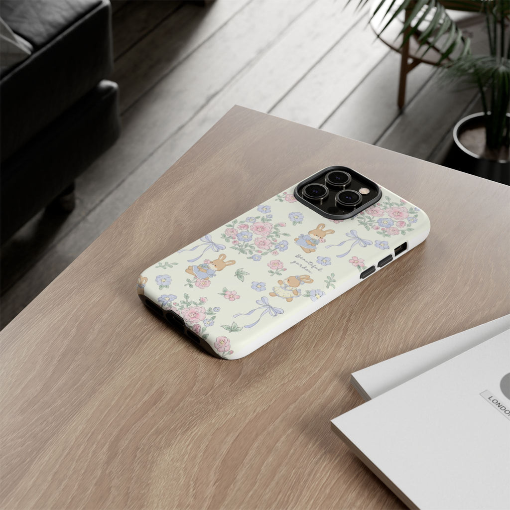Floral Bunny Phone Case — "Beautiful Garden" Protective iPhone Cover