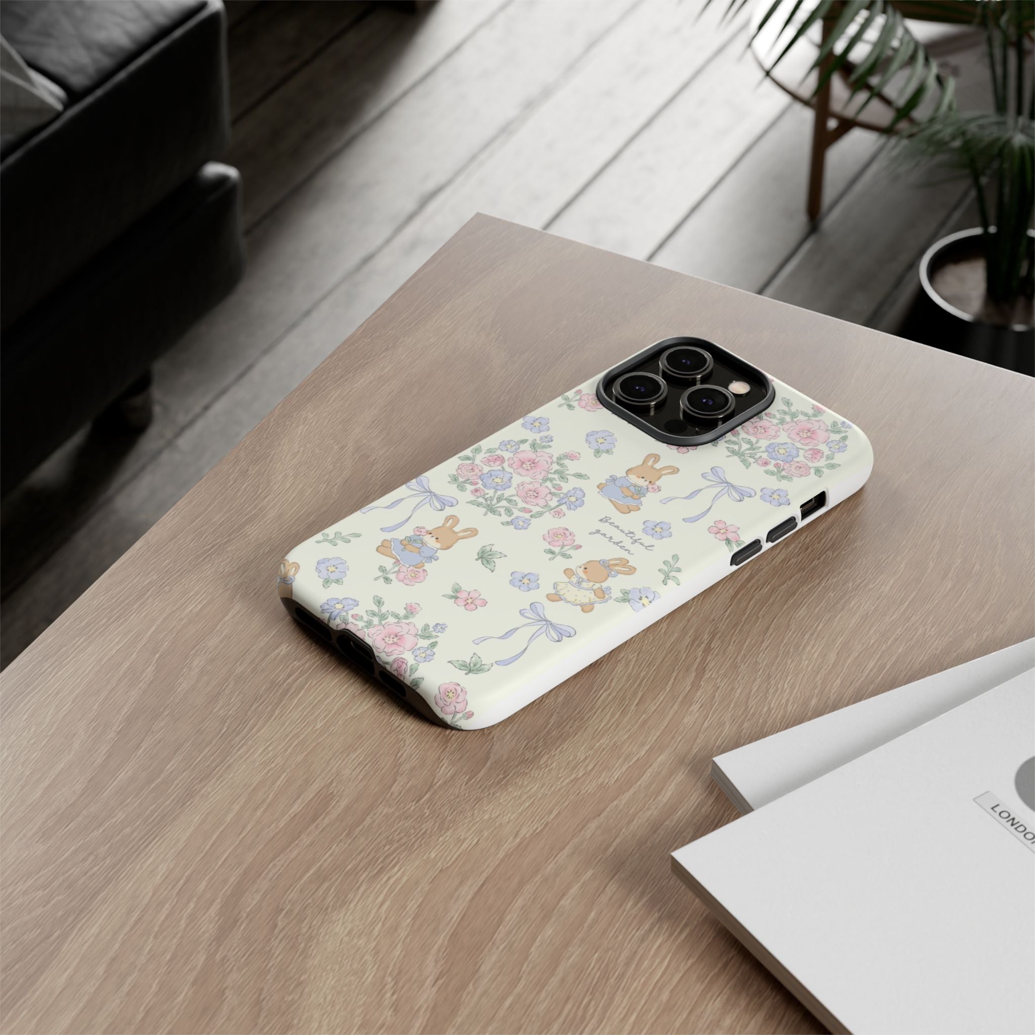 Floral Bunny Phone Case — "Beautiful Garden" Protective iPhone Cover