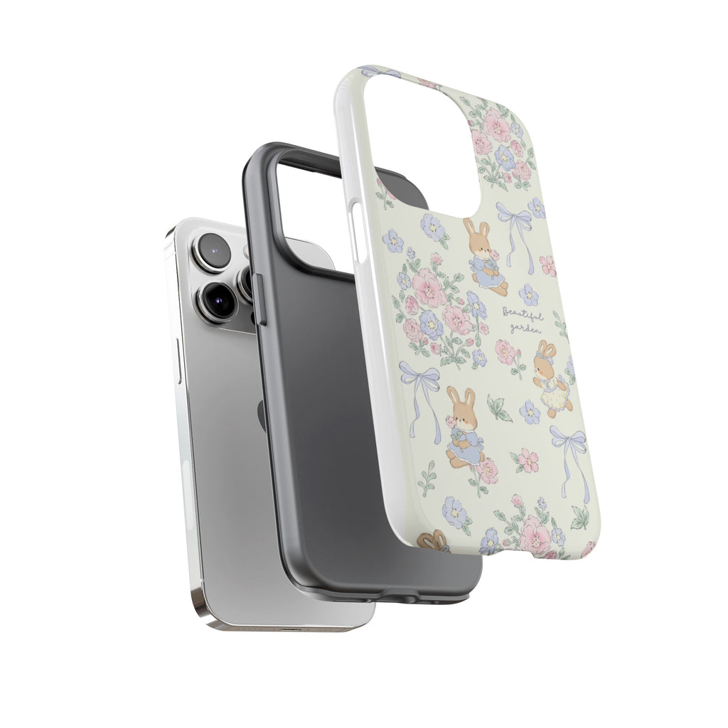 Floral Bunny Phone Case — "Beautiful Garden" Protective iPhone Cover
