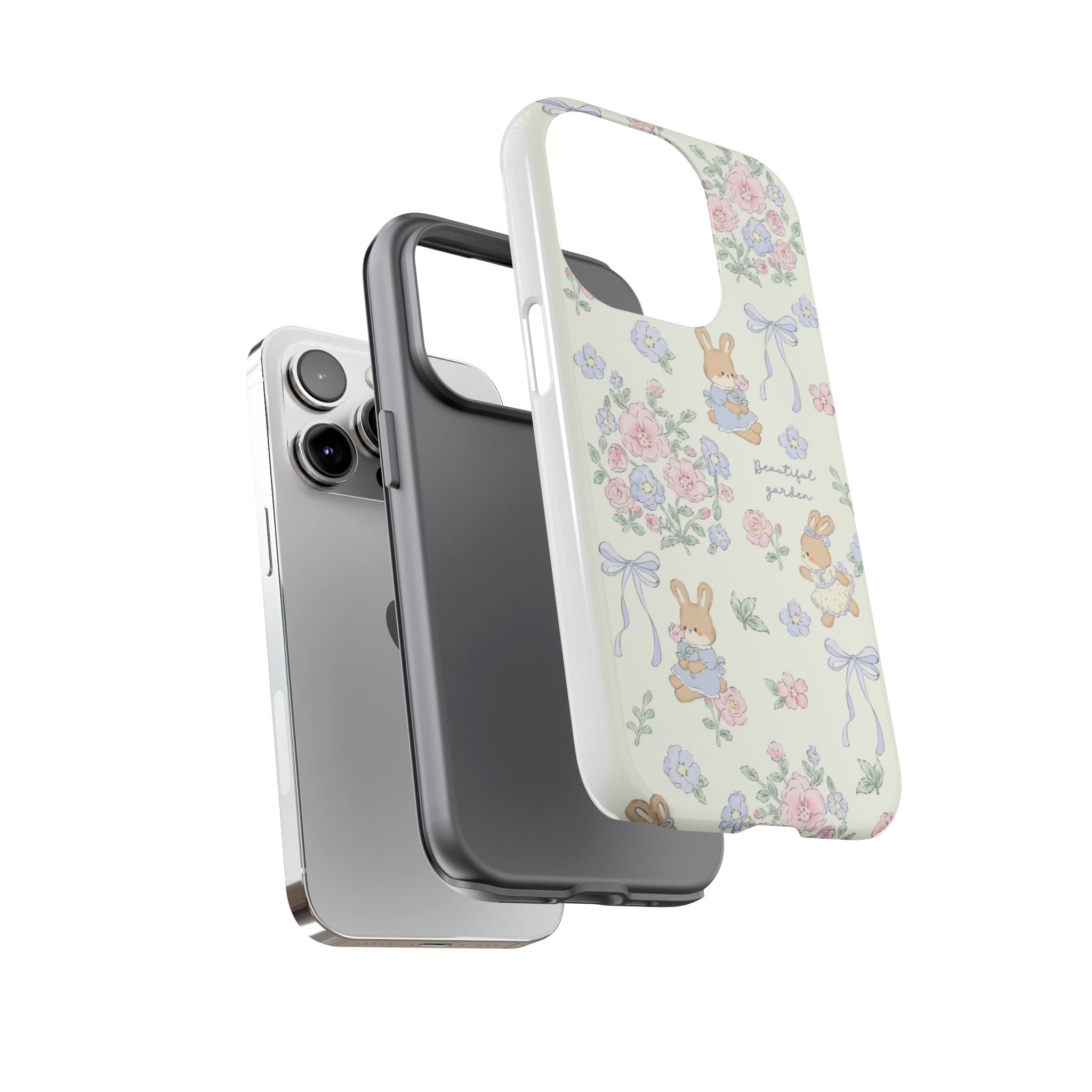 Floral Bunny Phone Case — "Beautiful Garden" Protective iPhone Cover