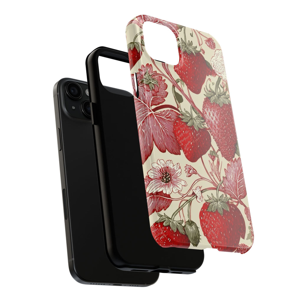 Strawberry Vintage Tough Phone Case — Protective Floral iPhone Cover