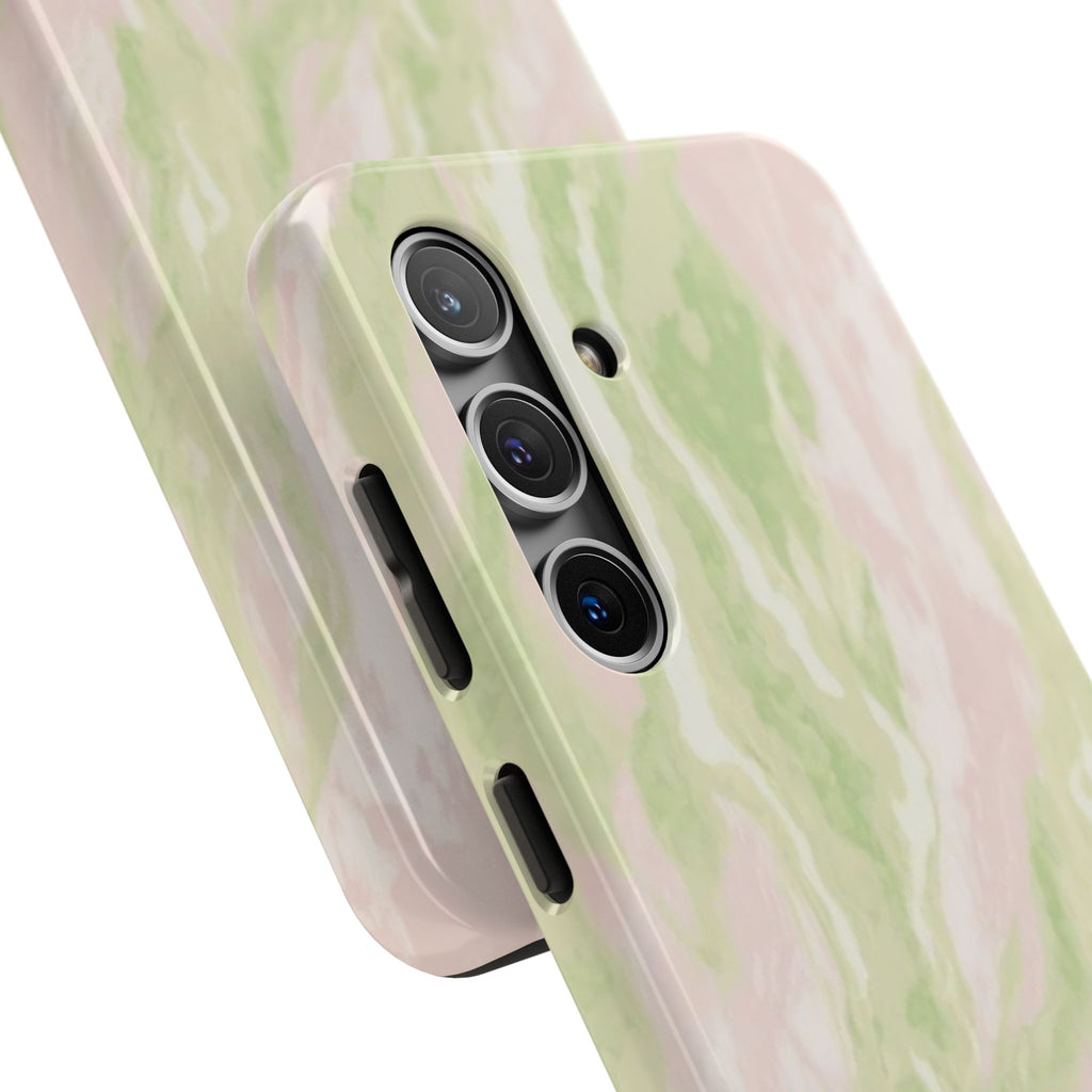 Pastel Marble Tough Phone Case — Pink & Sage Protective Phone Cover