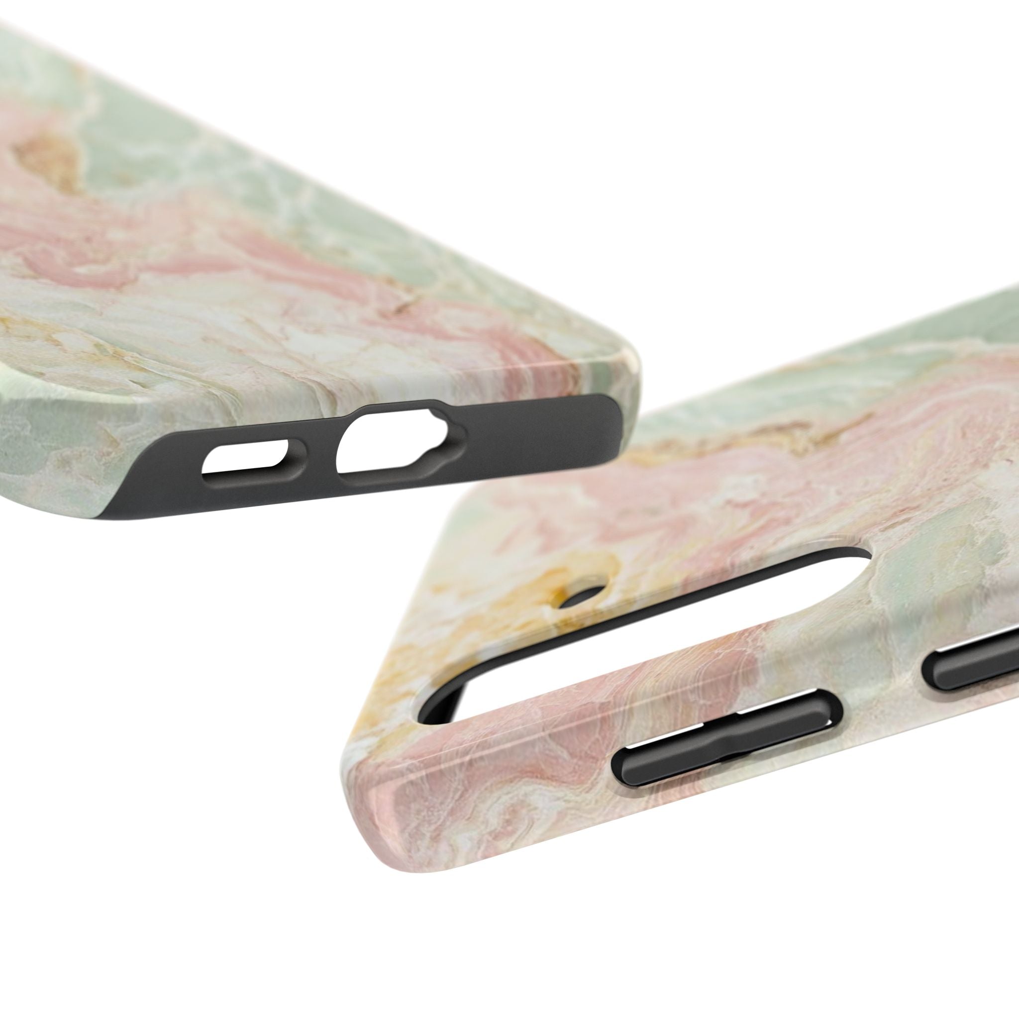 Pastel Marble Tough Phone Case – Protective iPhone Cover with Pink & Mint Swirl