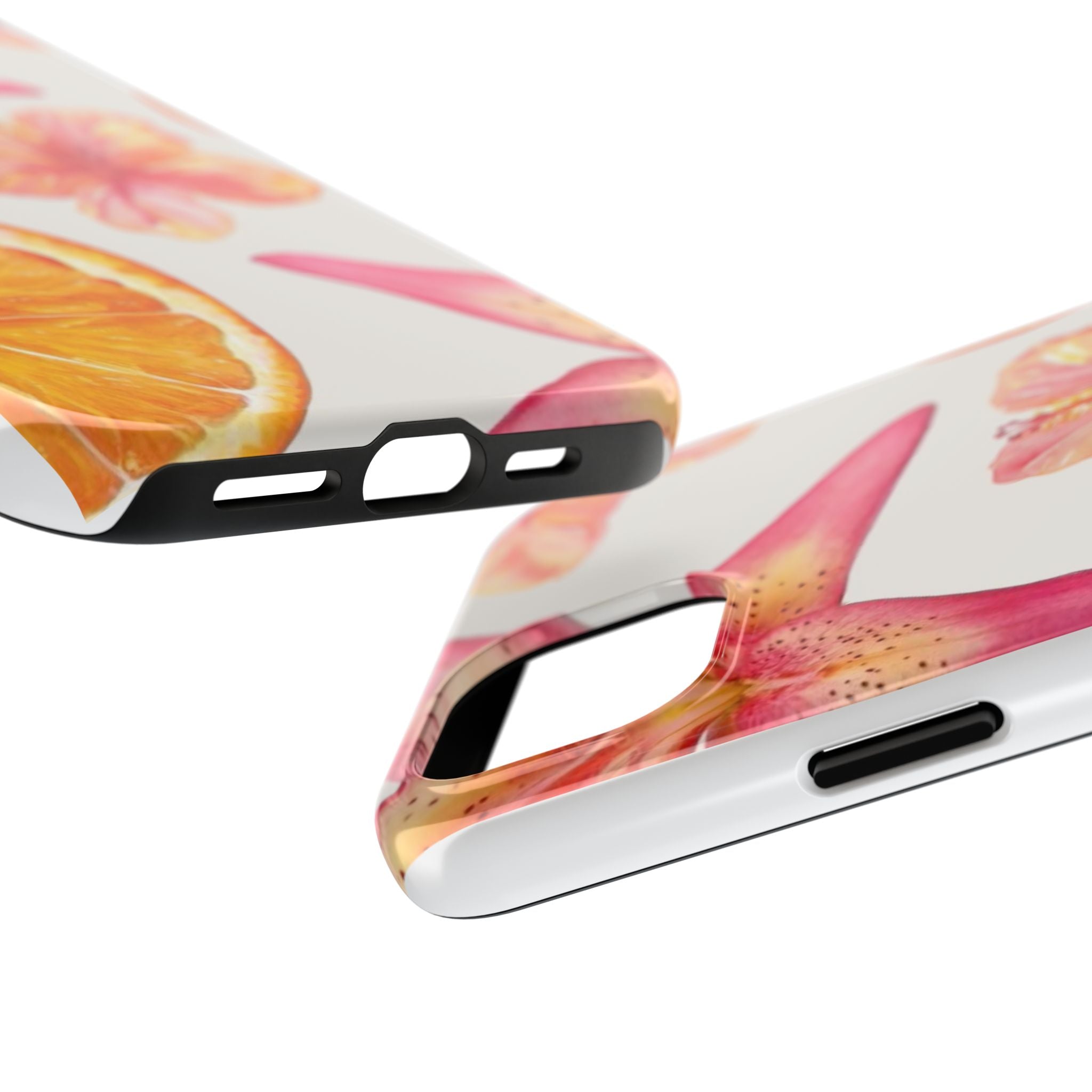 Tough Phone Case — Tropical Citrus & Pink Hibiscus Design