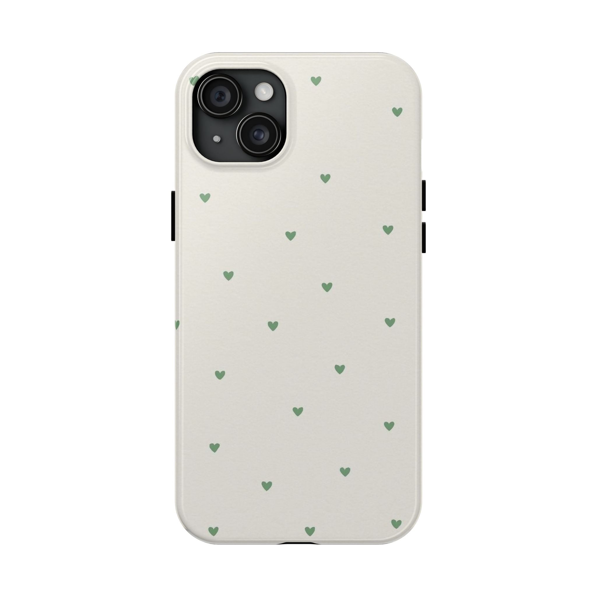 Minimal Green Heart Tough Phone Case — Protective Cute Patterned iPhone Case