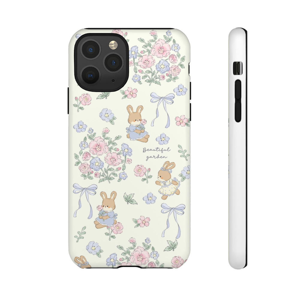 Floral Bunny Phone Case — "Beautiful Garden" Protective iPhone Cover