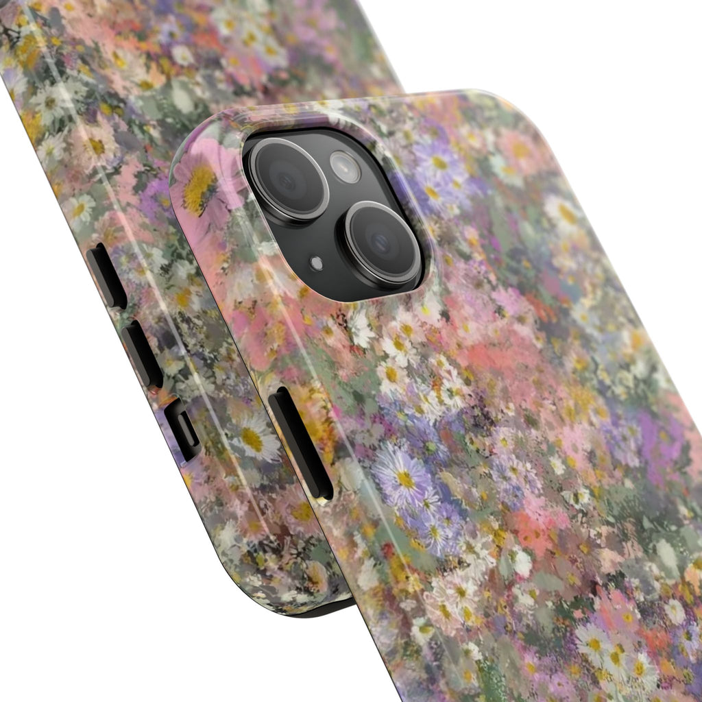 Floral Impression Tough Phone Case — Pastel Meadow Protective Cover