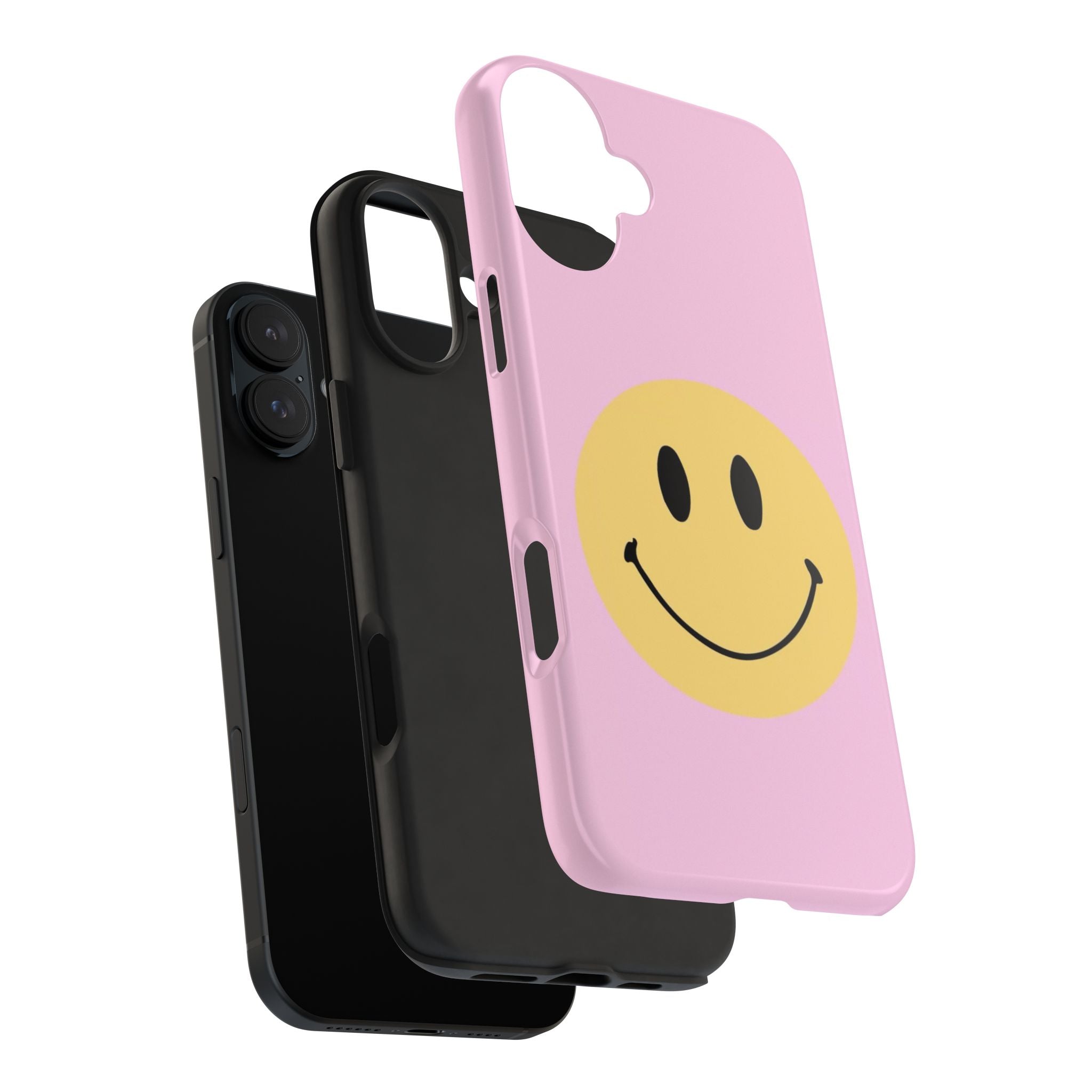 Smiley Pink Tough Phone Case — Cute Retro Happy Face Protective Cover