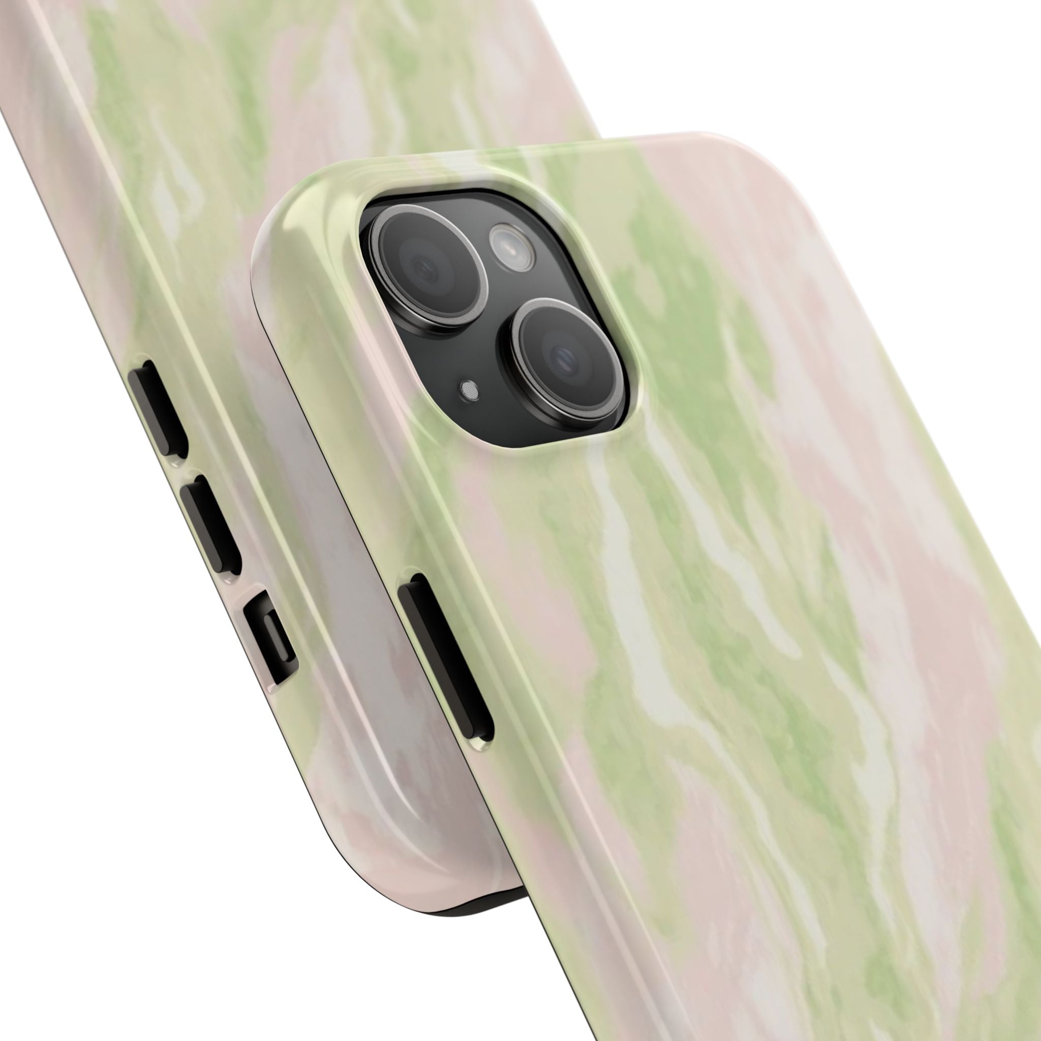 Pastel Marble Tough Phone Case — Pink & Sage Protective Phone Cover